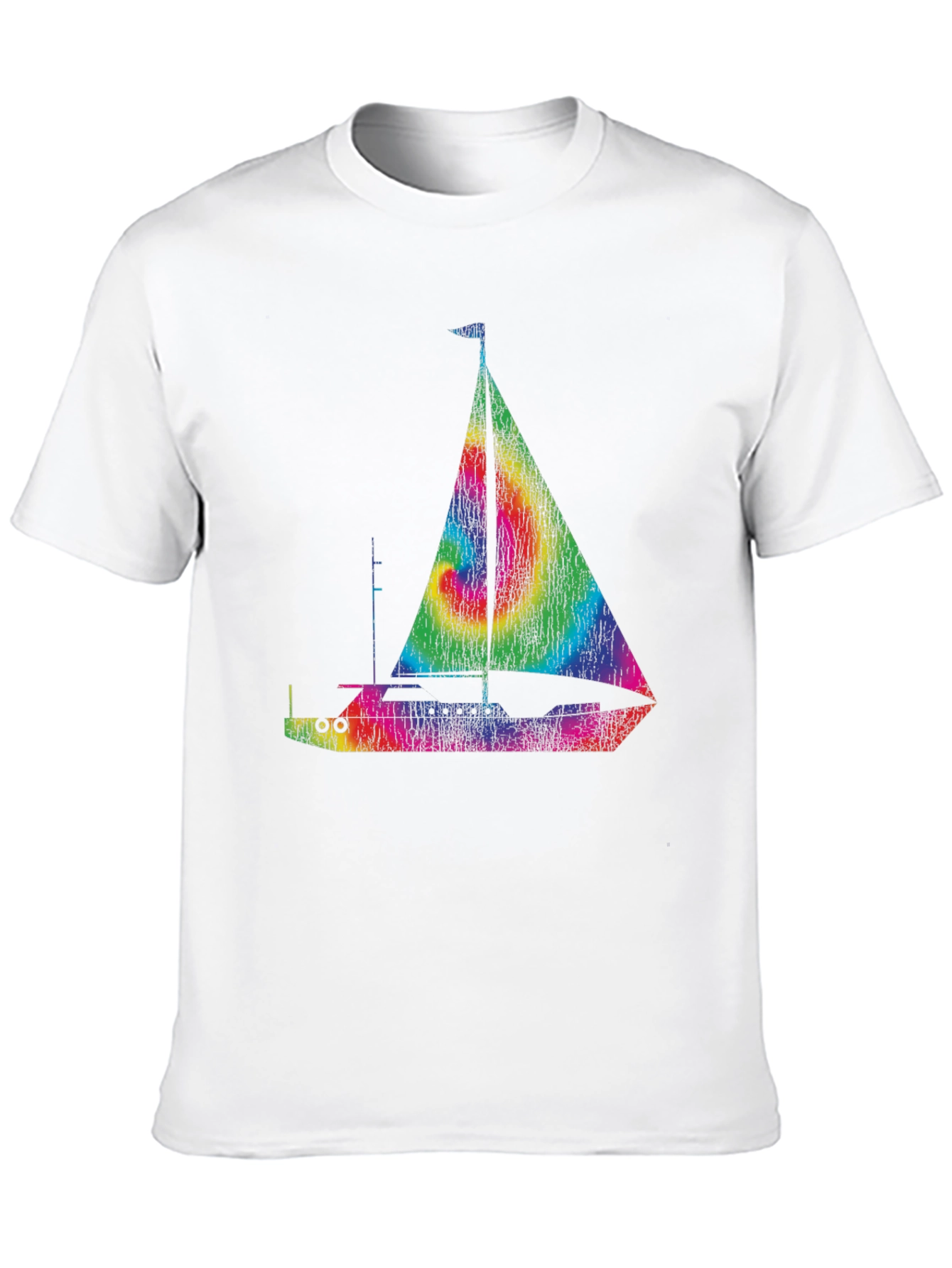 Rainbow Sailboat T-Shirt - Black Cotton Tee