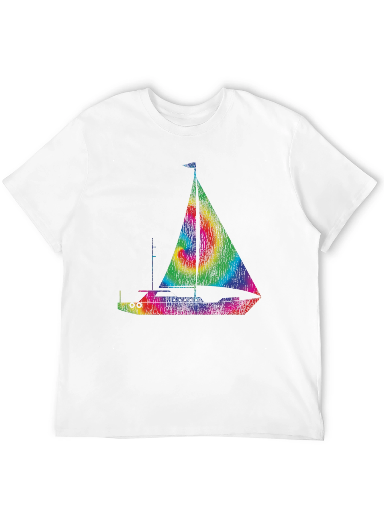 Rainbow Sailboat T-Shirt - Black Cotton Tee