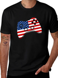 USA Flag Gamer Controller Graphic T-Shirt