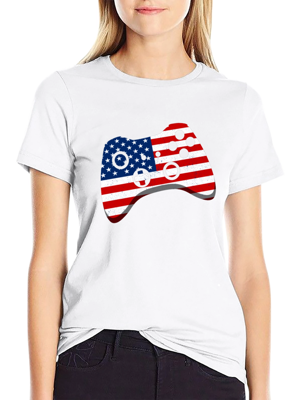 USA Flag Gamer Controller Graphic T-Shirt