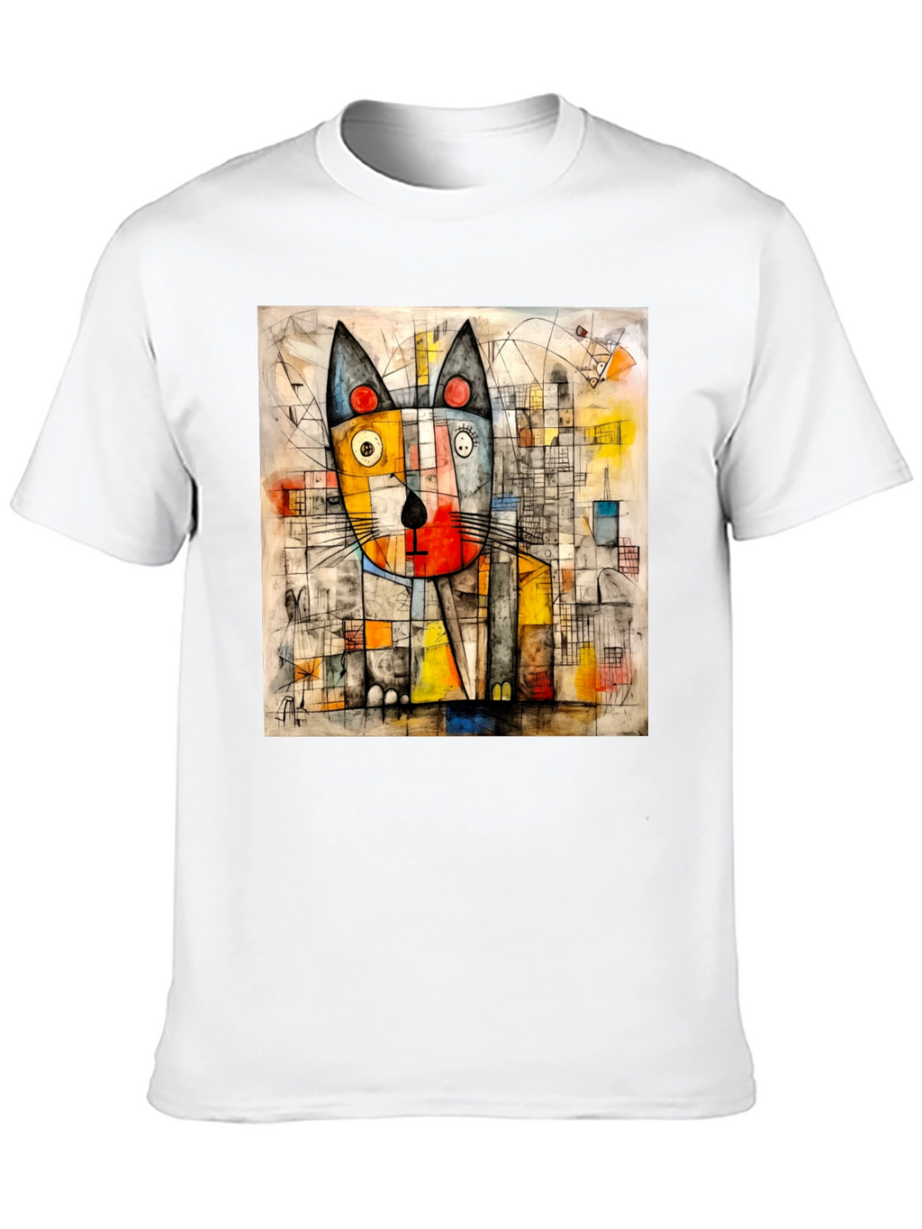 Abstract Cat Art Tee - Modern Artistic Design