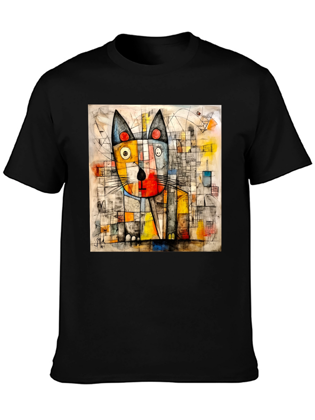 Abstract Cat Art Tee - Modern Artistic Design