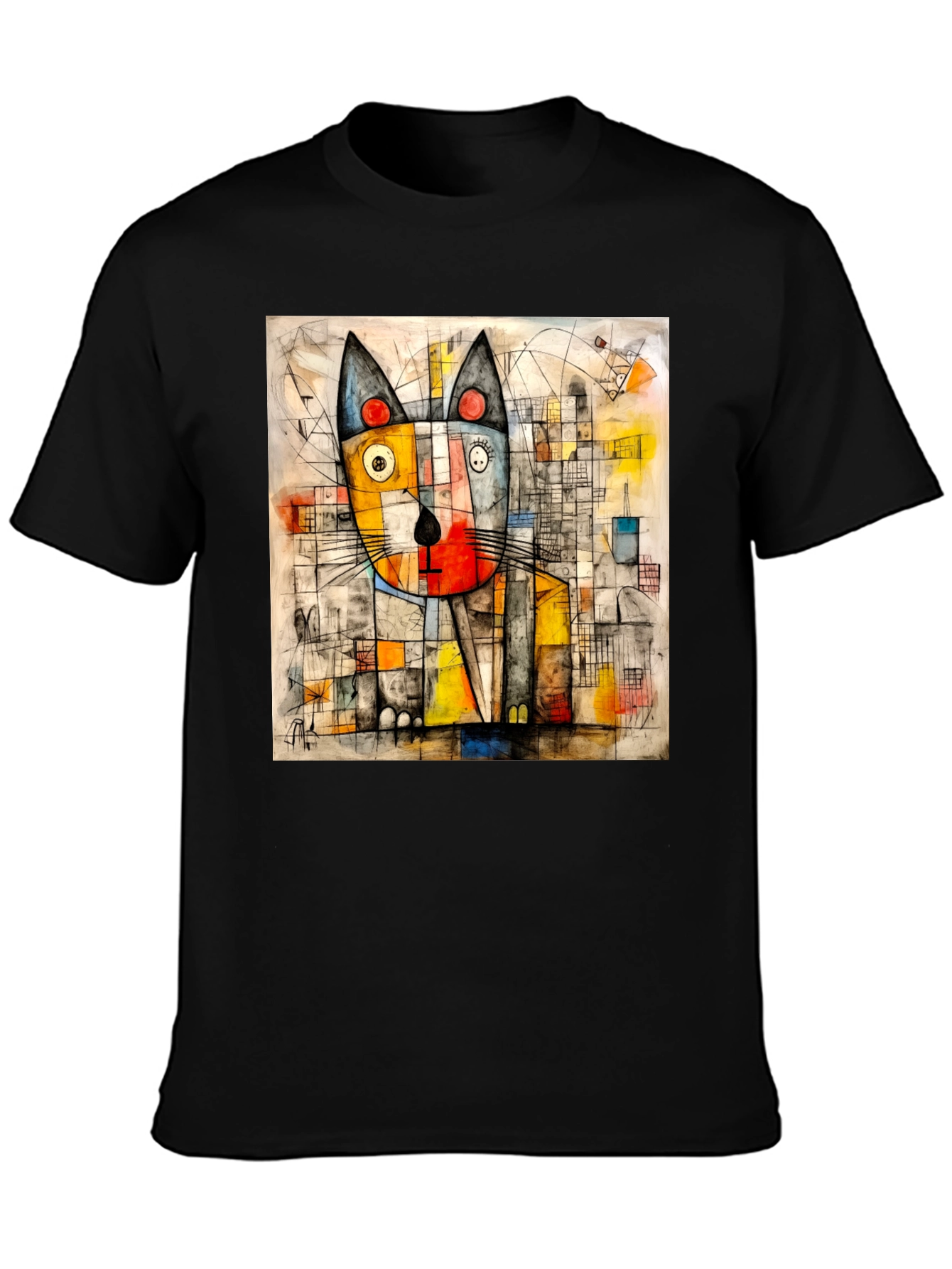 Abstract Cat Art Tee - Modern Artistic Design