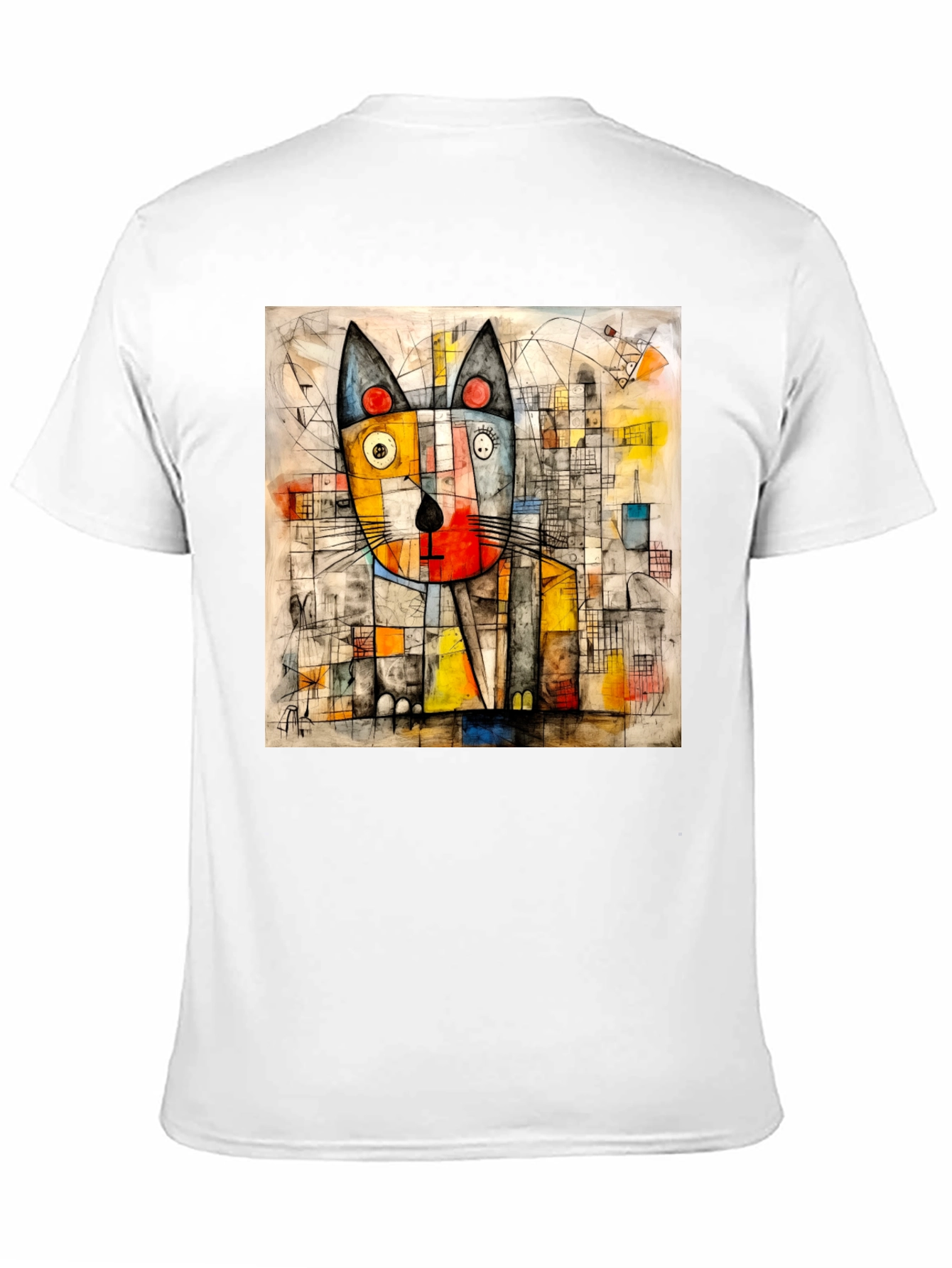 Abstract Cat Art Tee - Modern Artistic Design