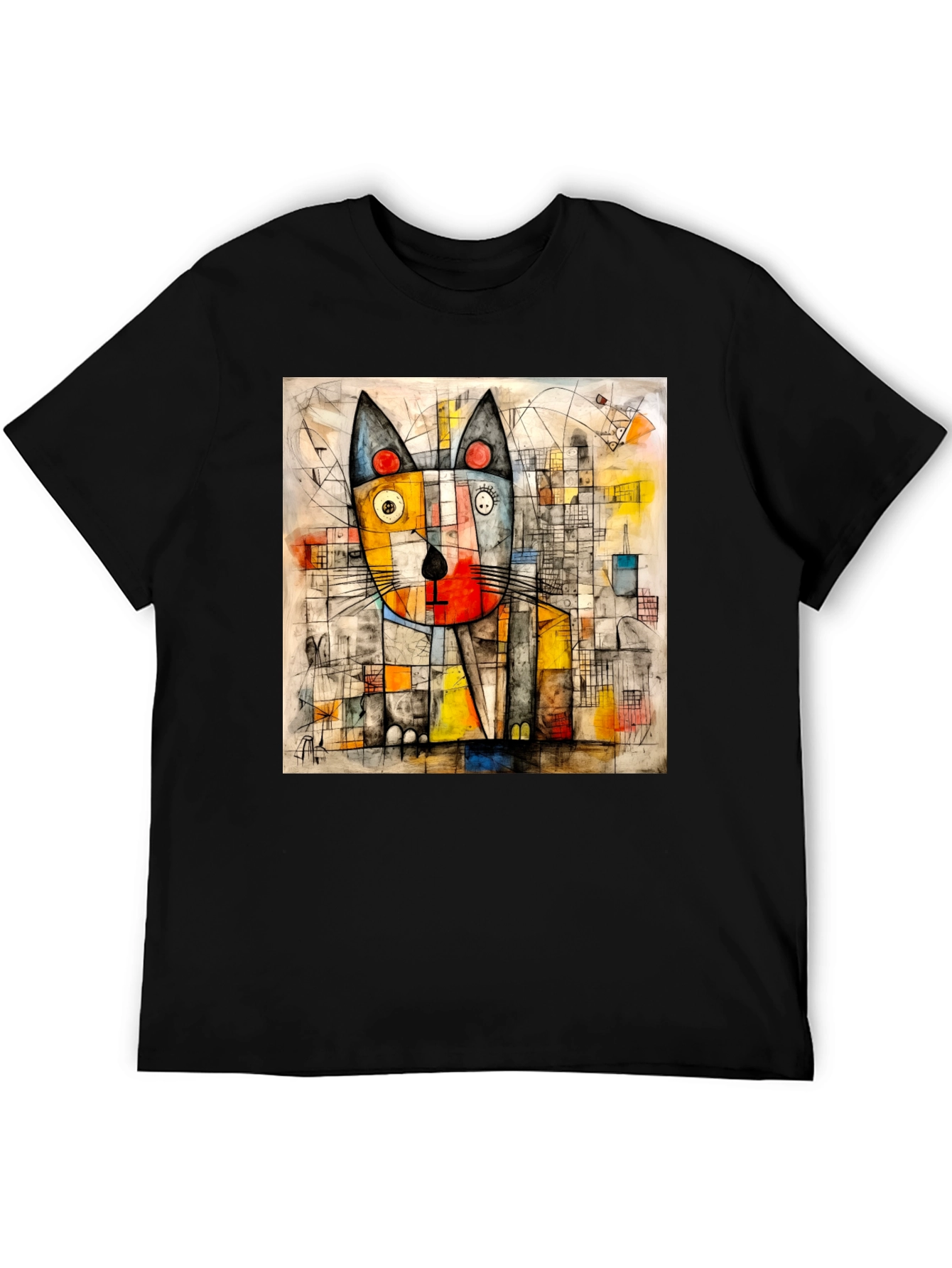 Abstract Cat Art Tee - Modern Artistic Design
