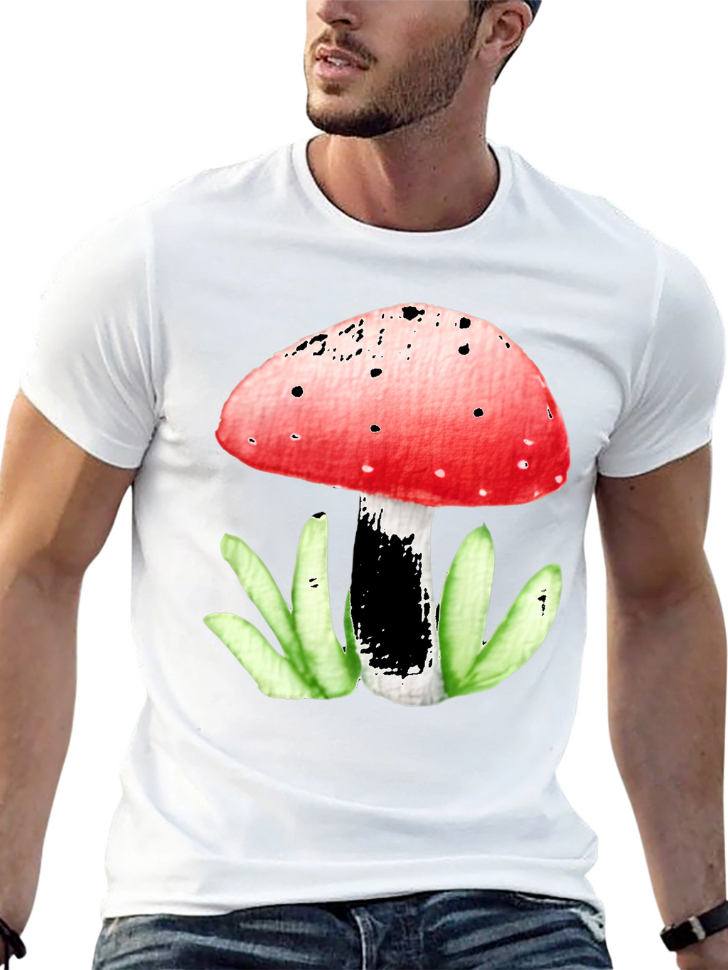 Mushroom Graphic Tee - Funky Red Top