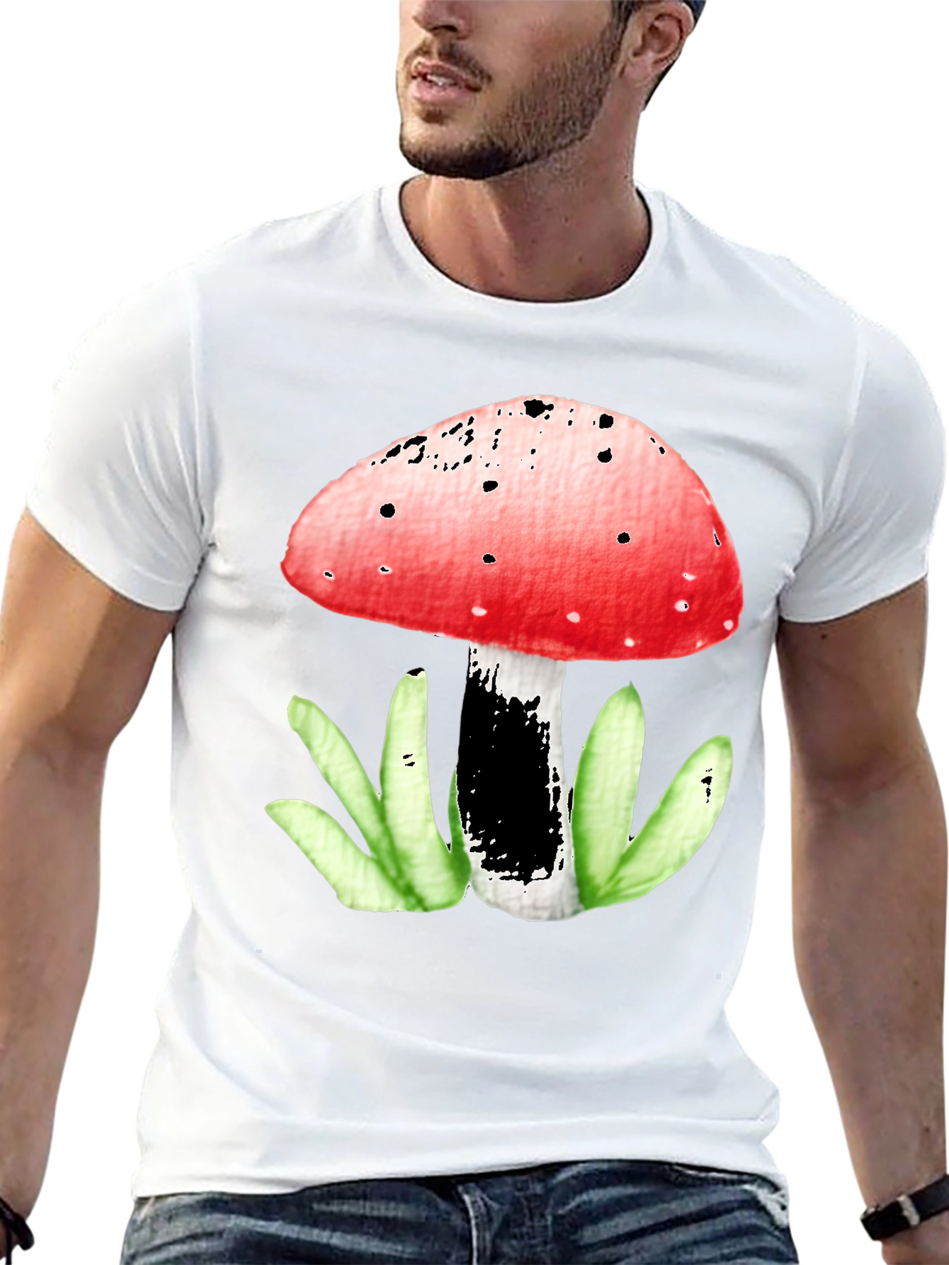Mushroom Graphic Tee - Funky Red Top