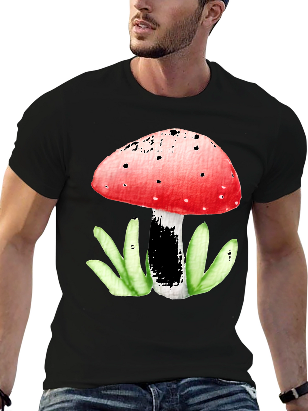 Mushroom Graphic Tee - Funky Red Top