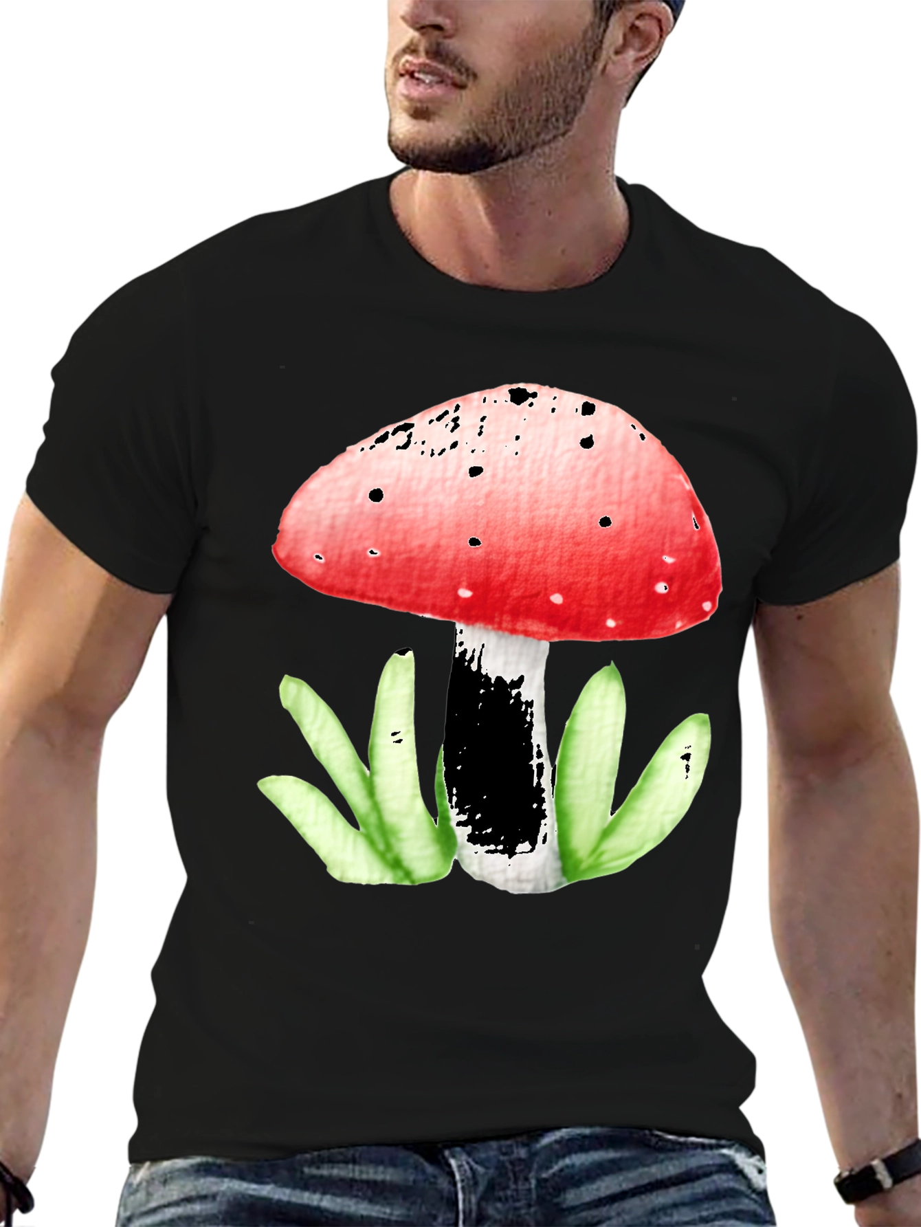 Mushroom Graphic Tee - Funky Red Top