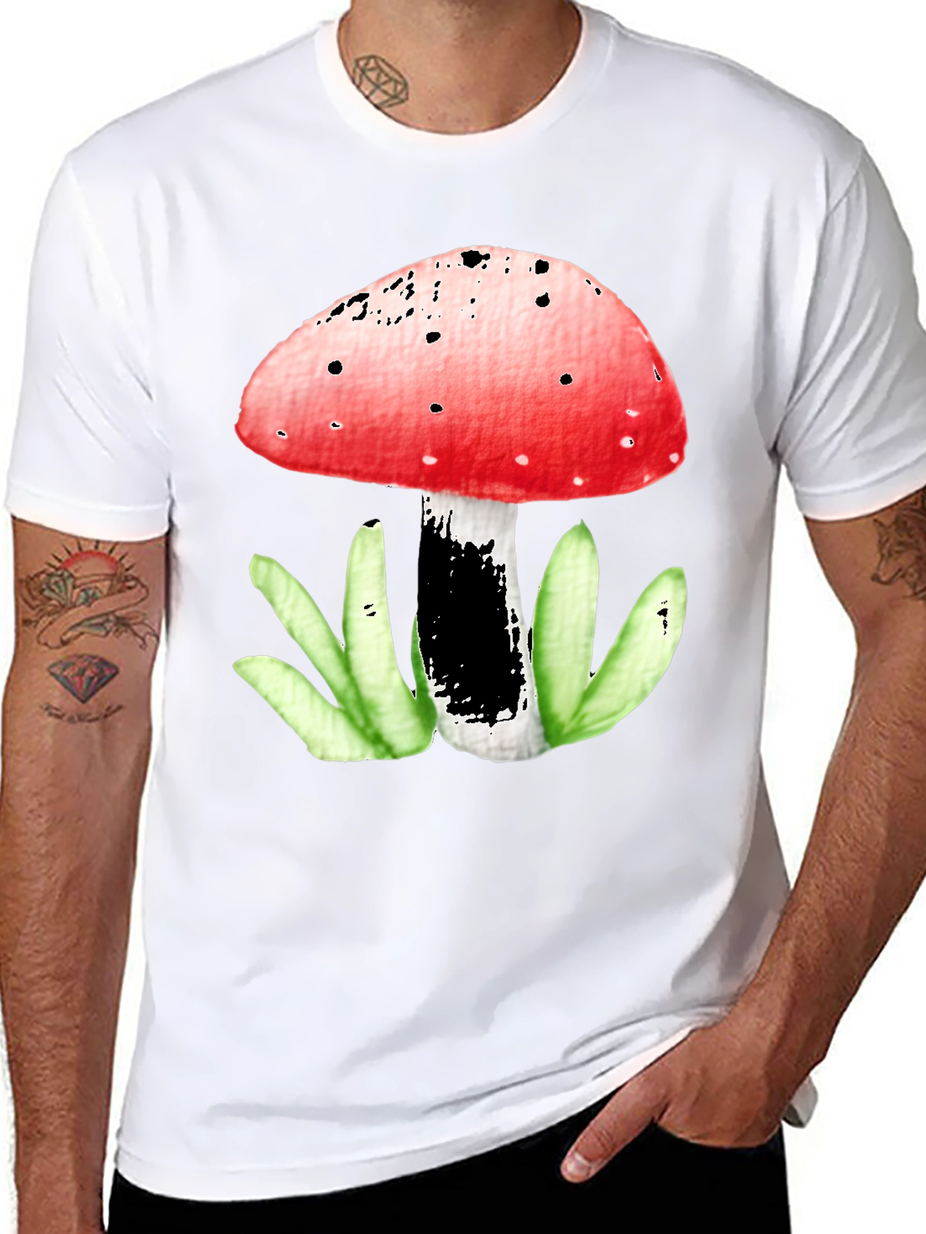 Mushroom Graphic Tee - Funky Red Top