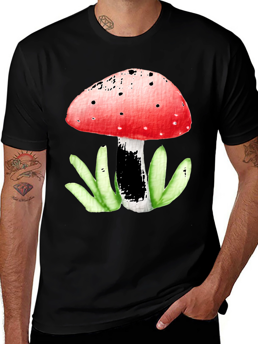 Mushroom Graphic Tee - Funky Red Top