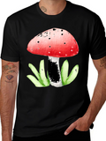 Mushroom Graphic Tee - Funky Red Top