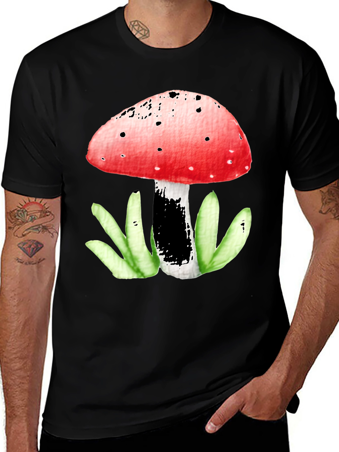 Mushroom Graphic Tee - Funky Red Top