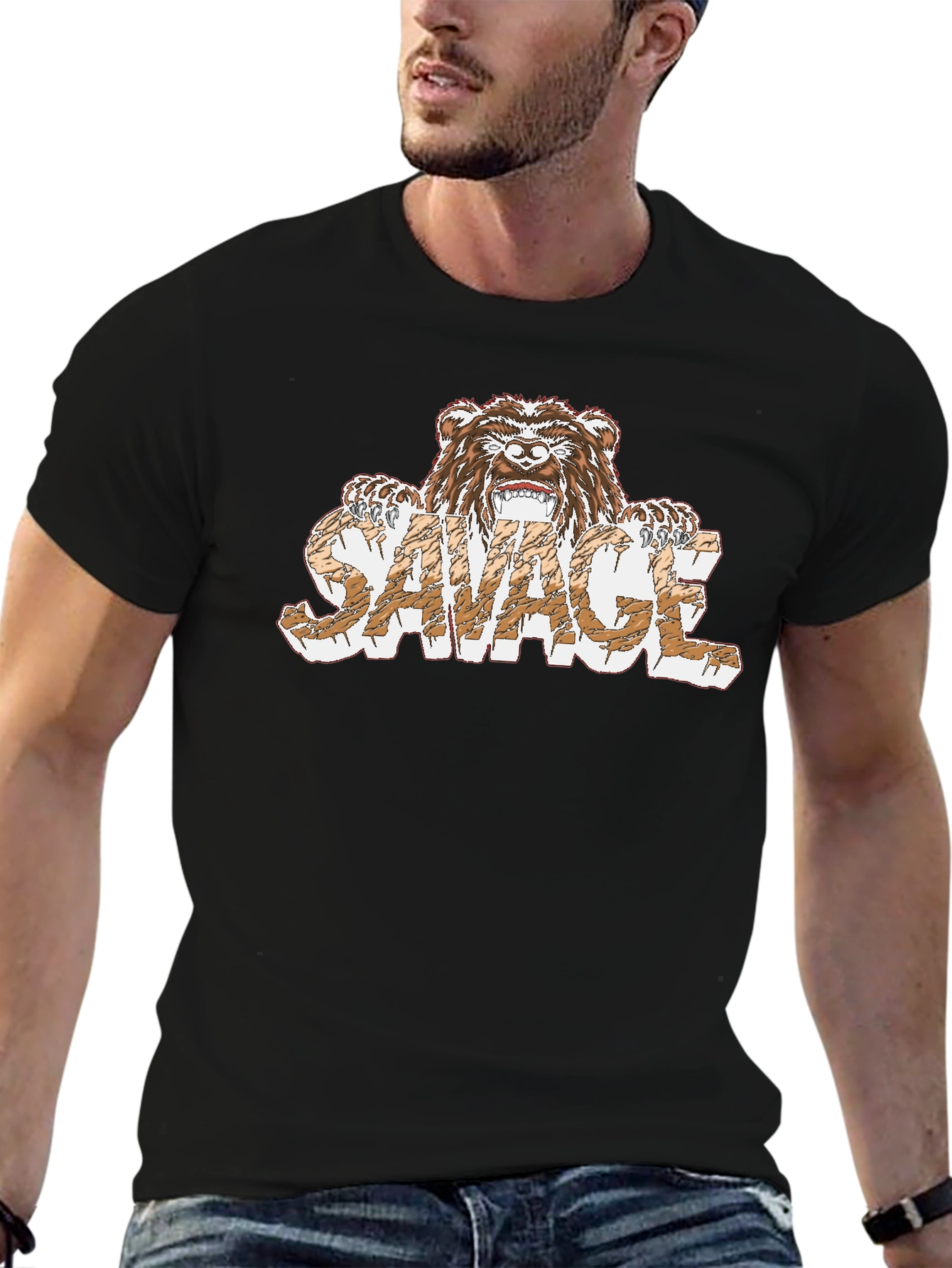 Savage Bear Graphic T-Shirt - Mens Black Tee