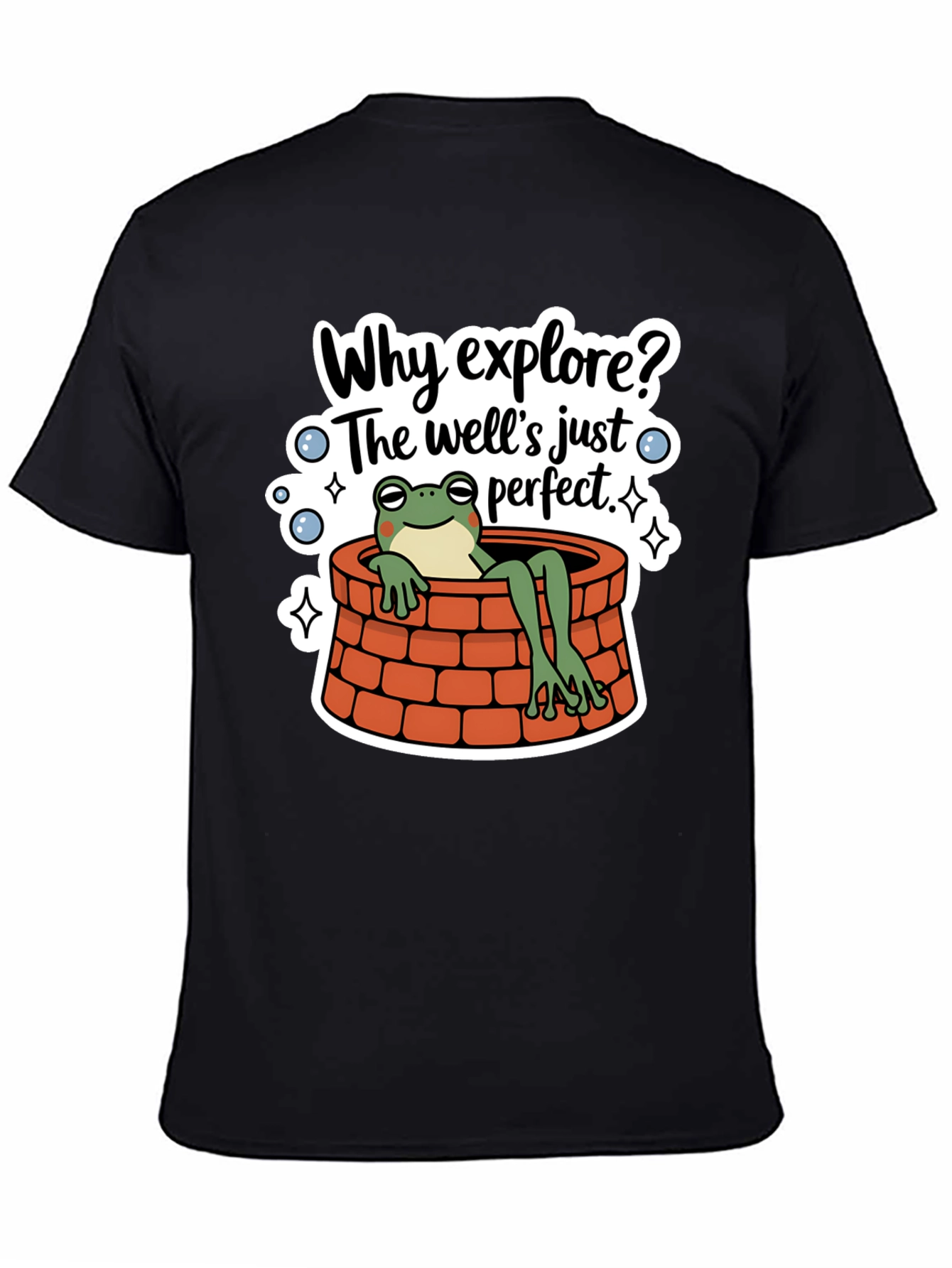 Frog in Well T-Shirt - Why Explore? Perfect Comfort Tee