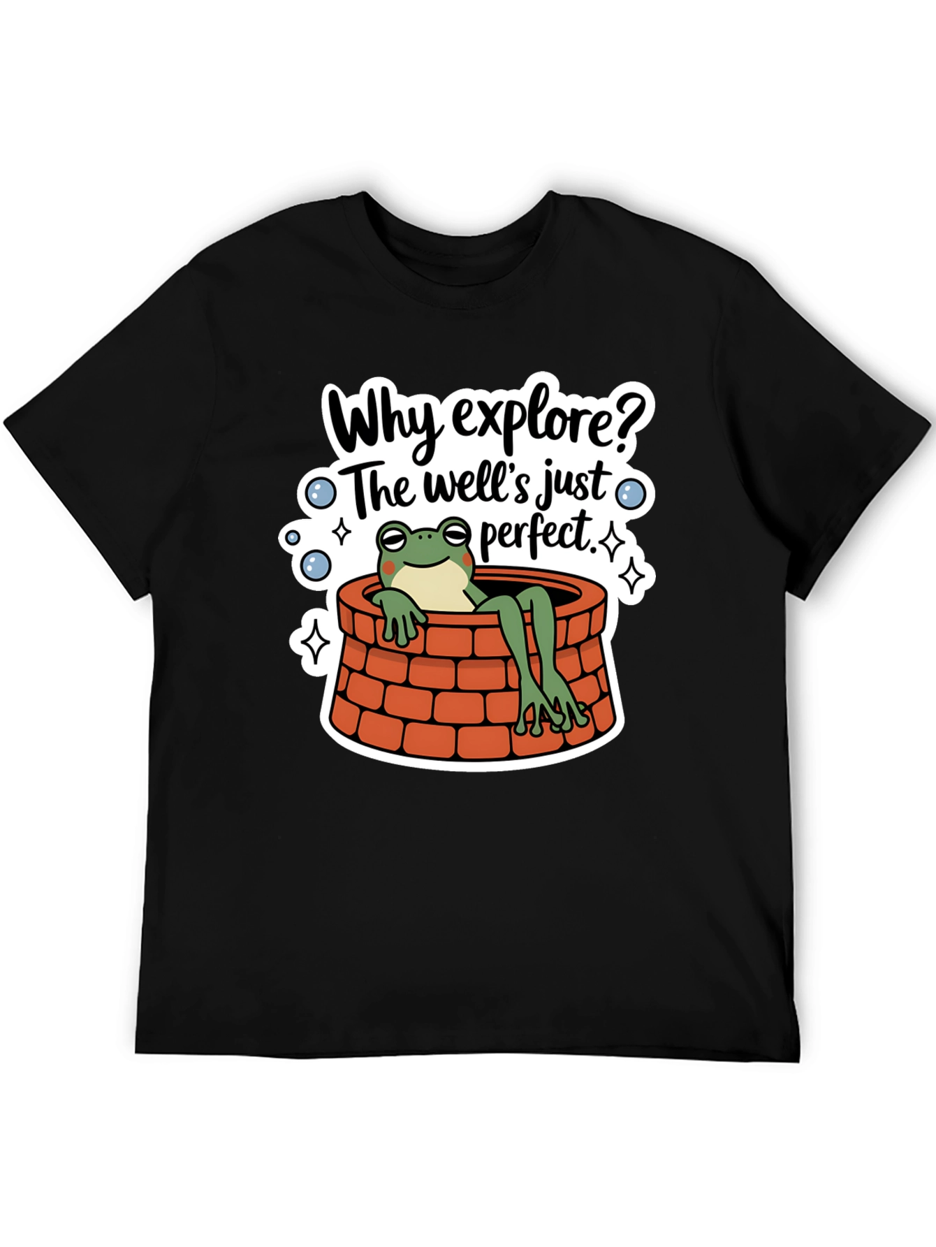 Frog in Well T-Shirt - Why Explore? Perfect Comfort Tee