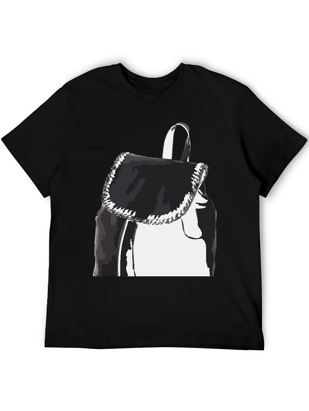 Black Graphic Tee - Backpack Print