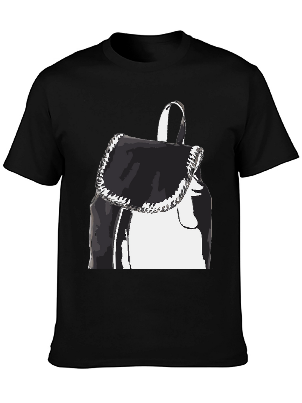 Black Graphic Tee - Backpack Print