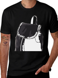 Black Graphic Tee - Backpack Print