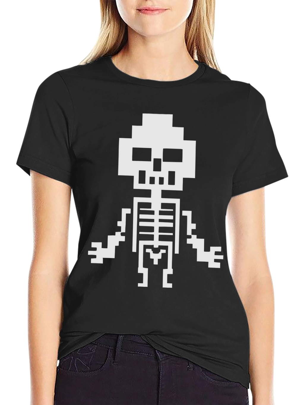 Pixel Skeleton Black Graphic Tee
