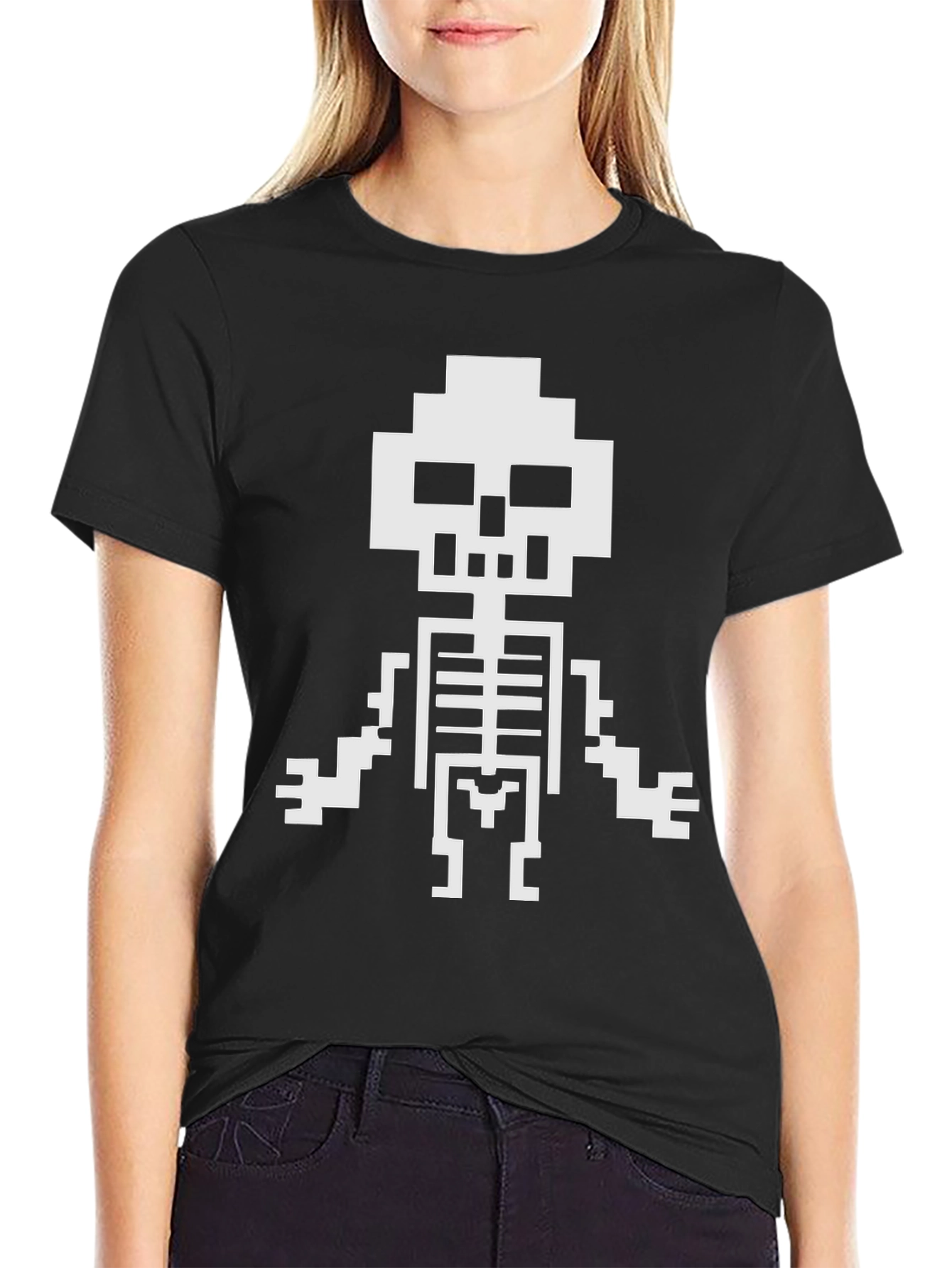 Pixel Skeleton Black Graphic Tee