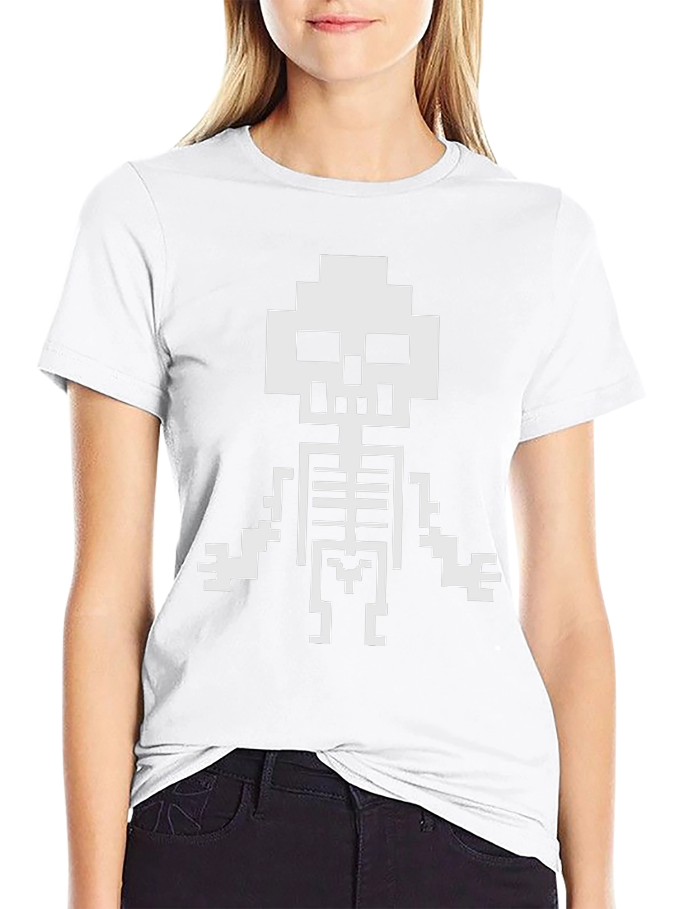 Pixel Skeleton Black Graphic Tee