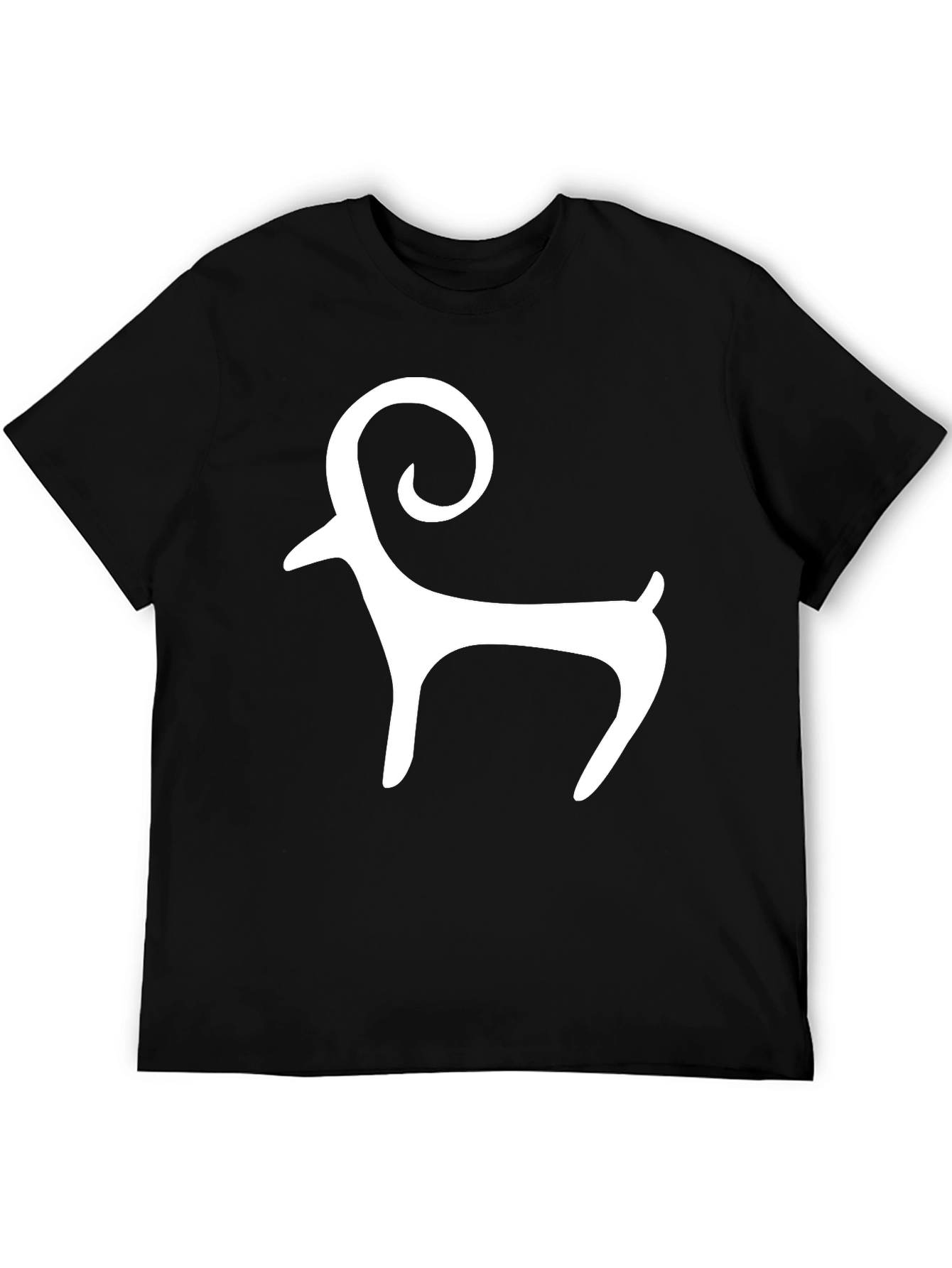 Black Tee with White Ram Graphic