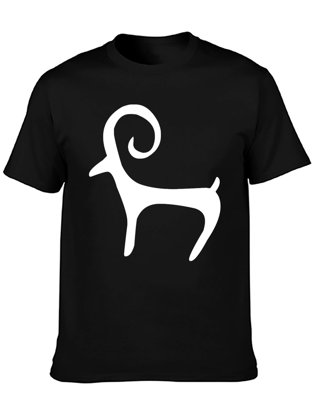 Black Tee with White Ram Graphic