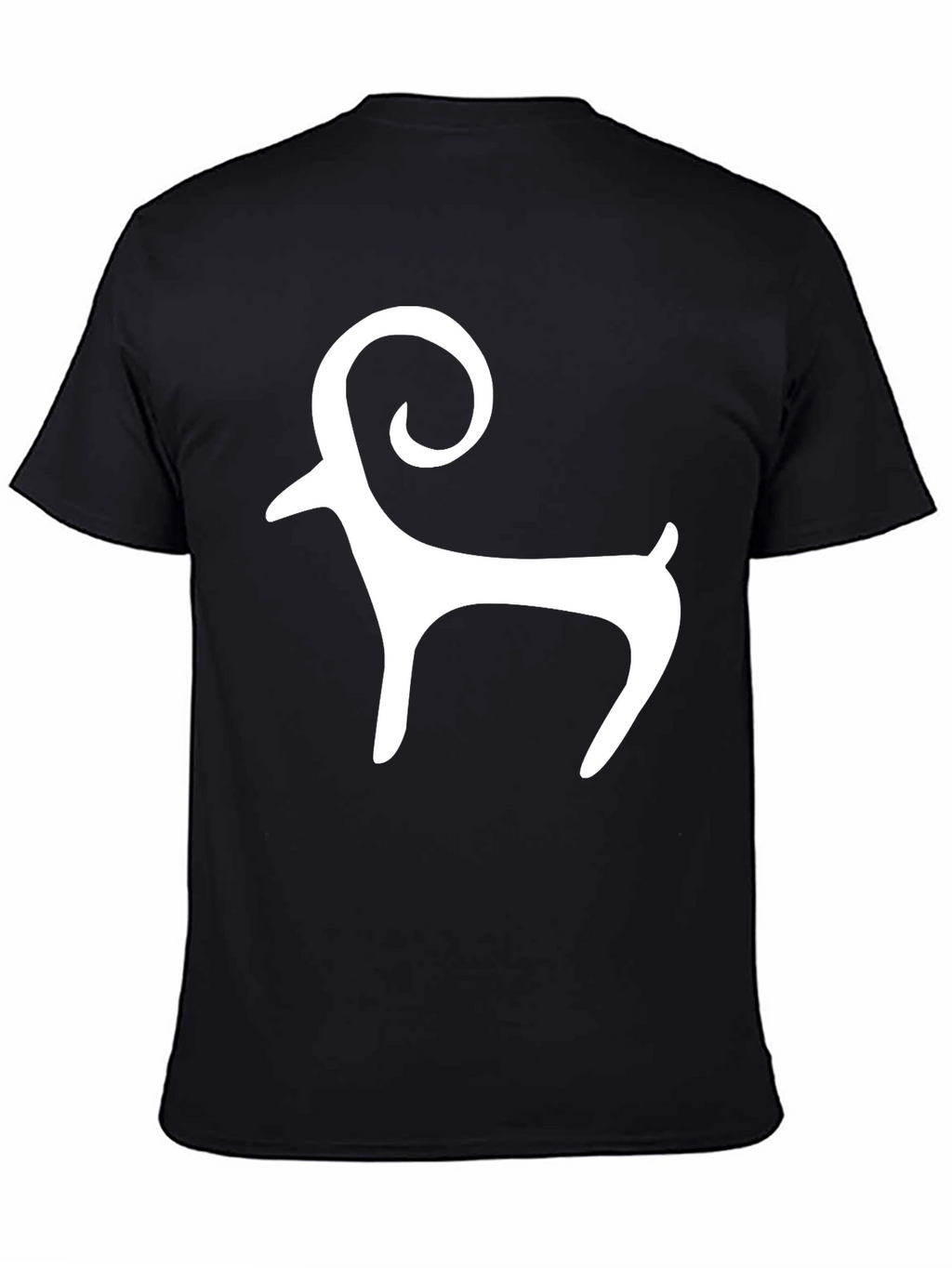 Black Tee with White Ram Graphic