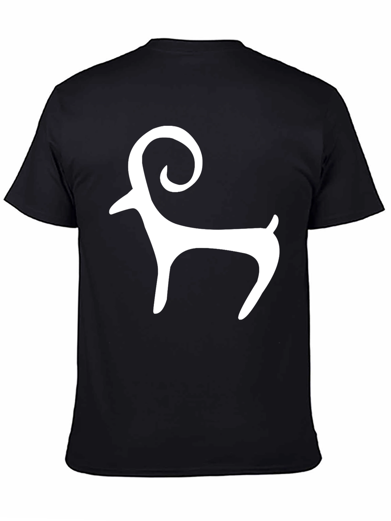 Black Tee with White Ram Graphic