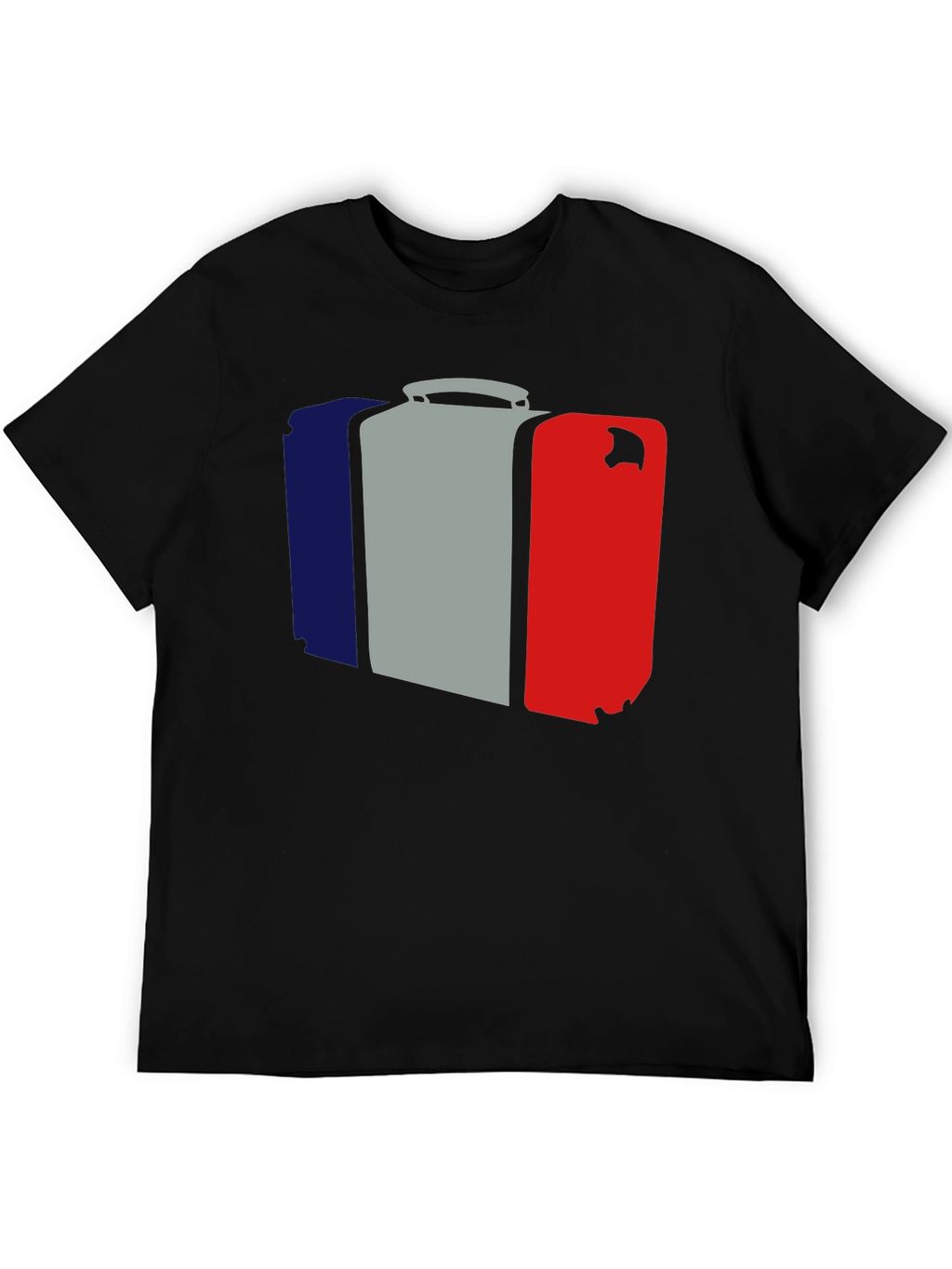 French Flag Suitcase Graphic Tee - Stylish Travel Shirt
