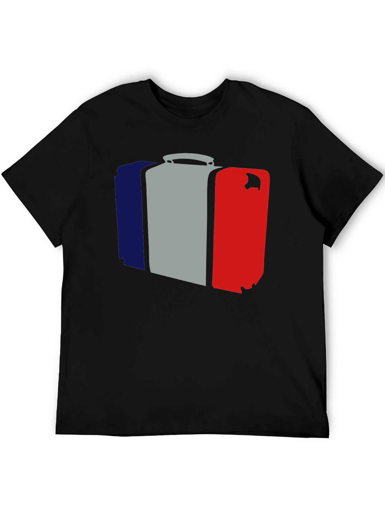 French Flag Suitcase Graphic Tee - Stylish Travel Shirt