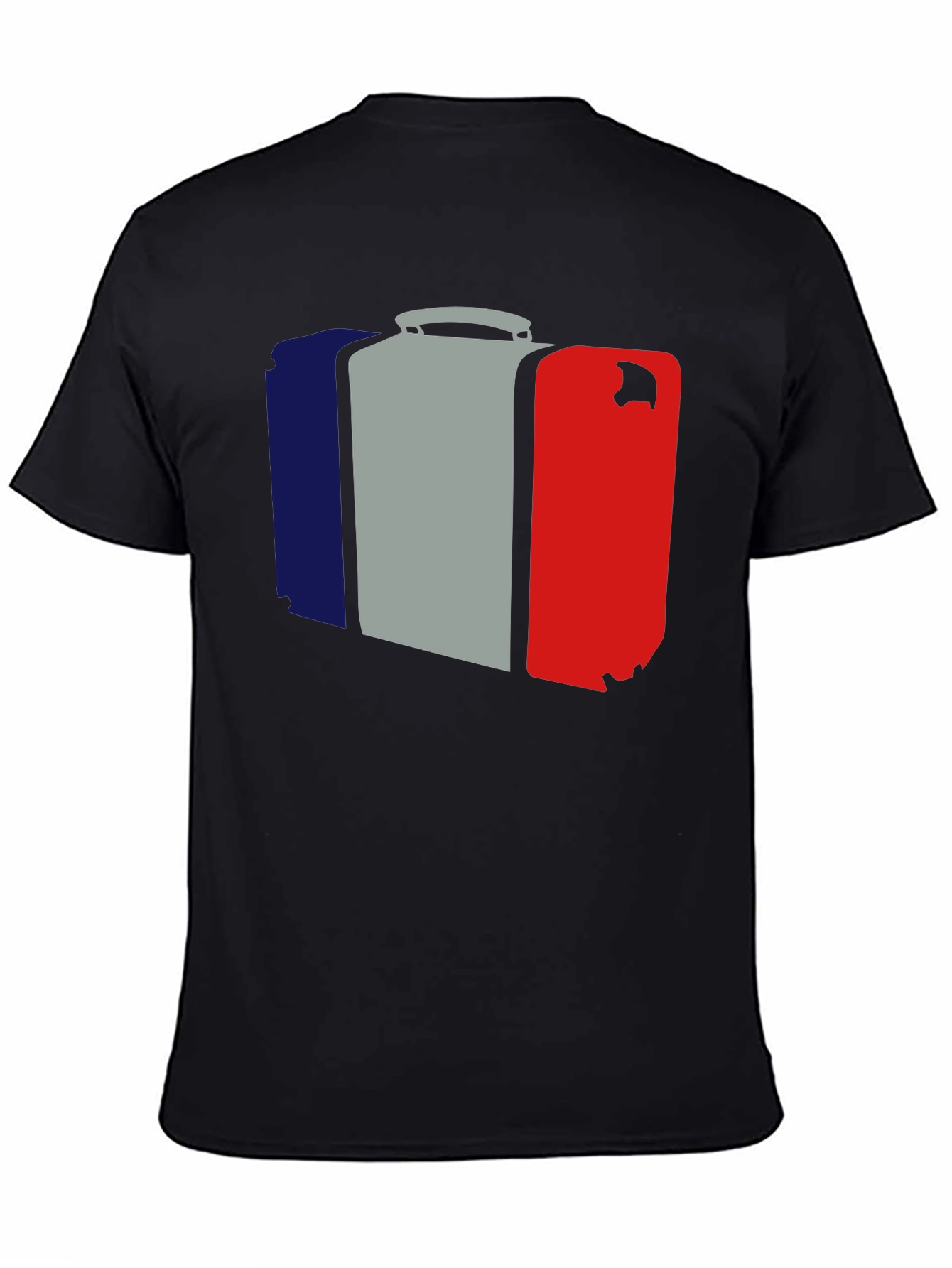 French Flag Suitcase Graphic Tee - Stylish Travel Shirt