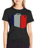 French Flag Suitcase Graphic Tee - Stylish Travel Shirt