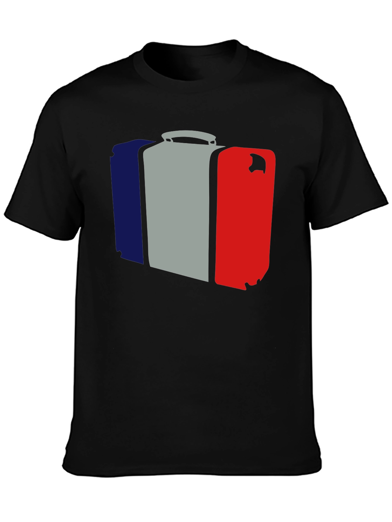 French Flag Suitcase Graphic Tee - Stylish Travel Shirt