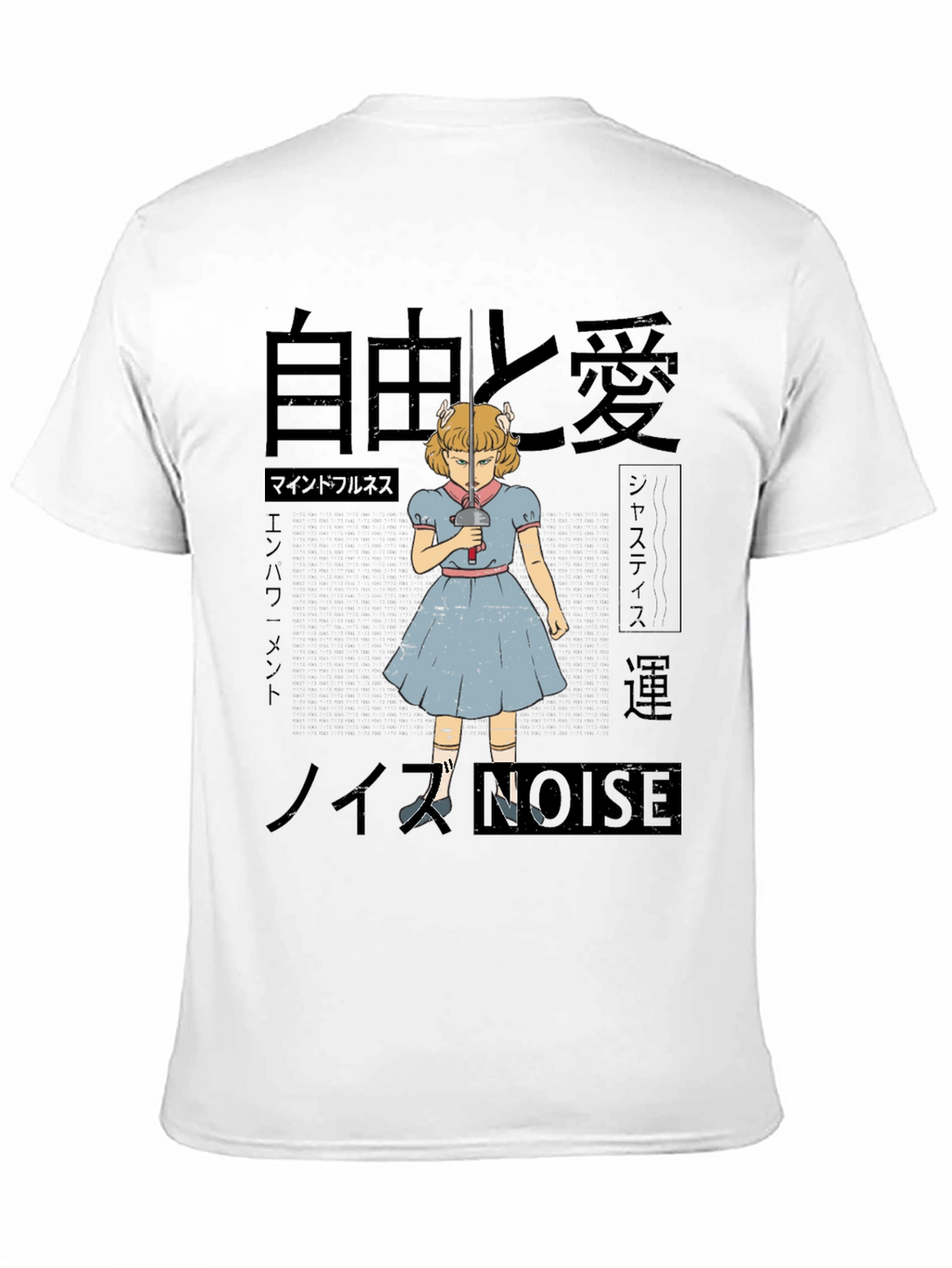 Artistic T-Shirt with Anime Girl and Japanese Text