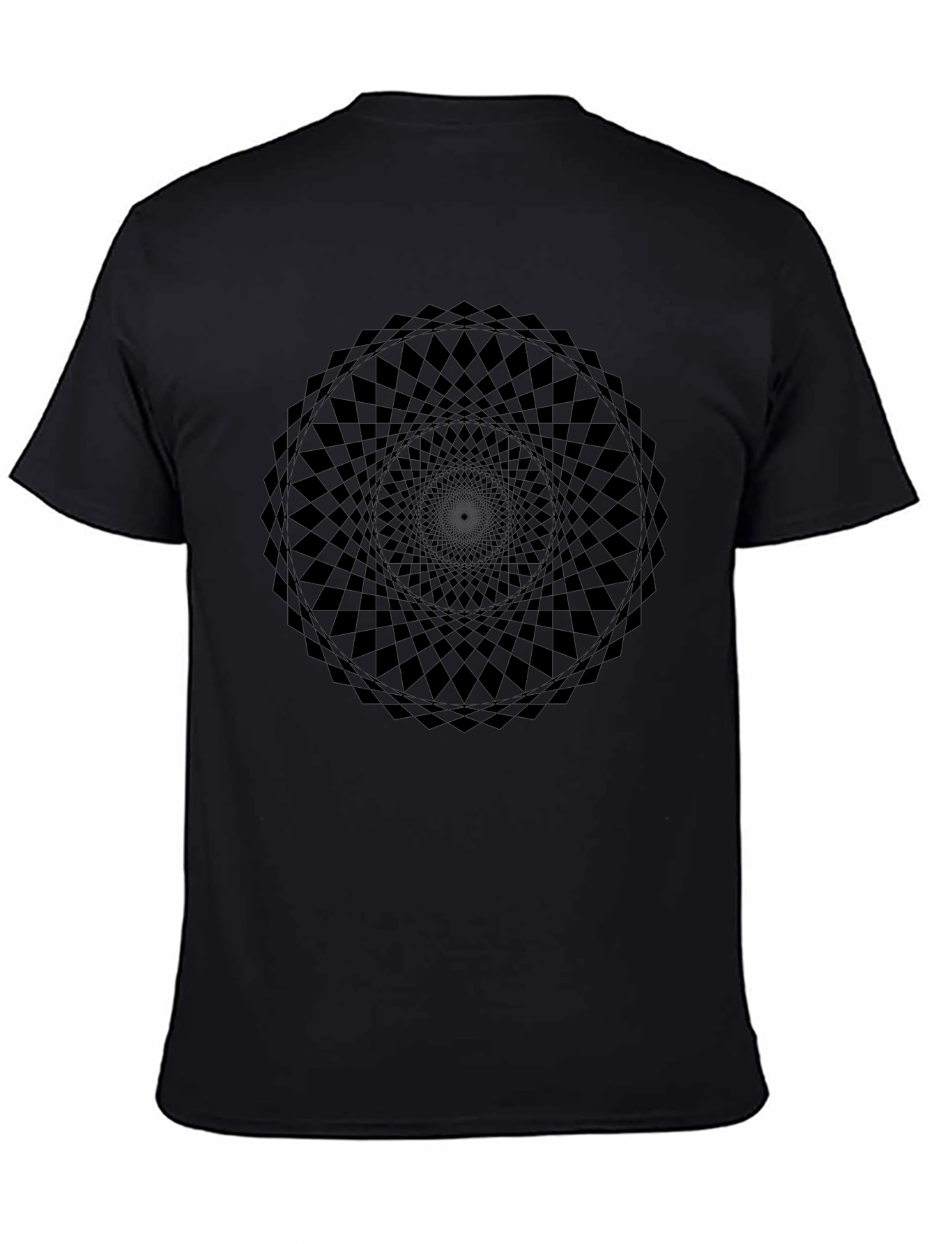 Optical Illusion Mandala T-Shirt - Black