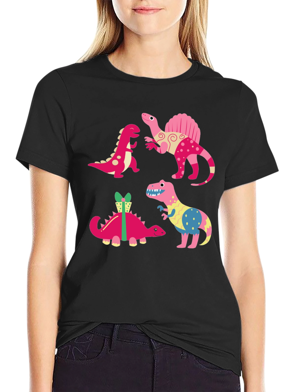 Dinosaur Print Black T-Shirt