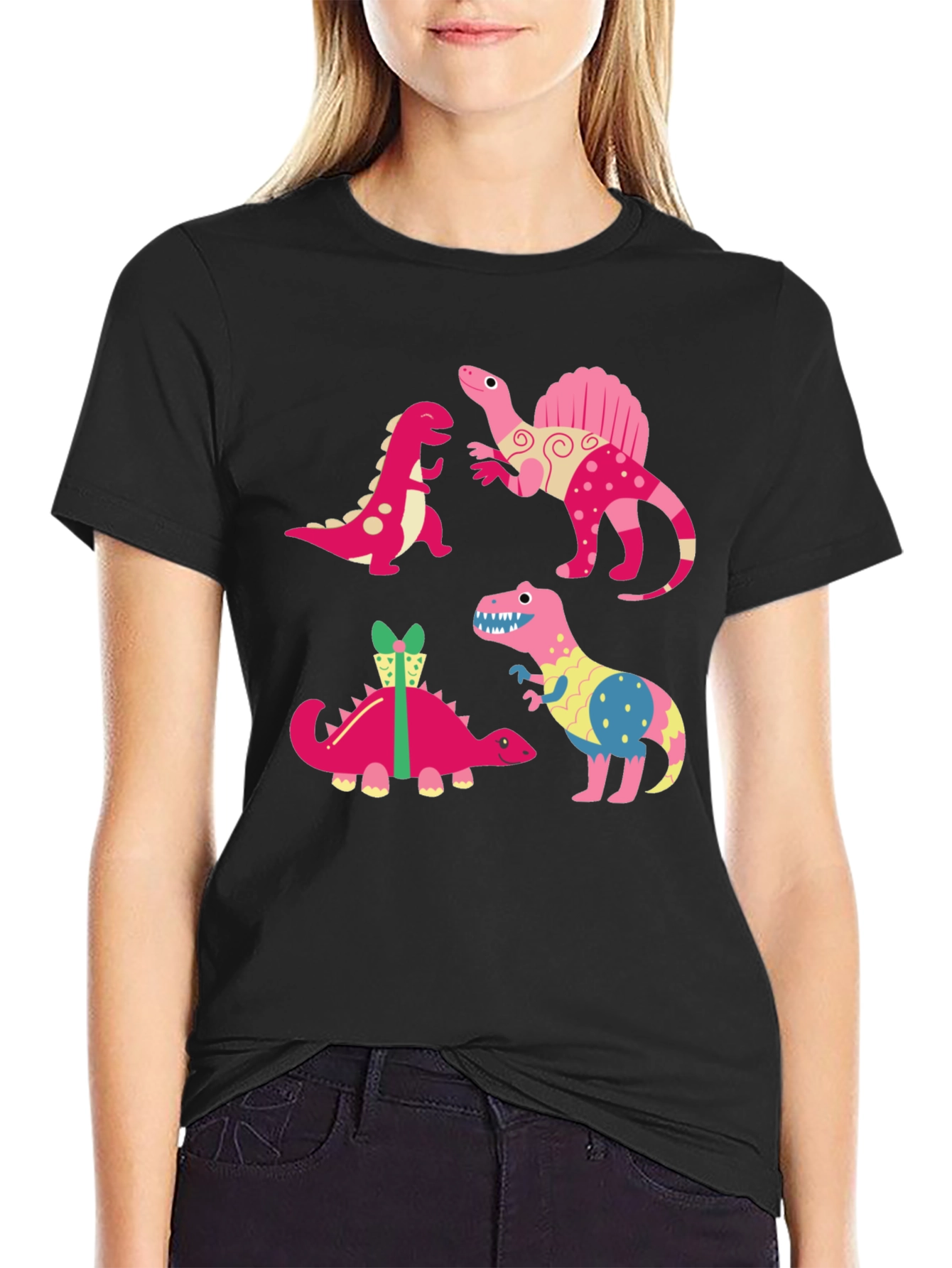 Dinosaur Print Black T-Shirt