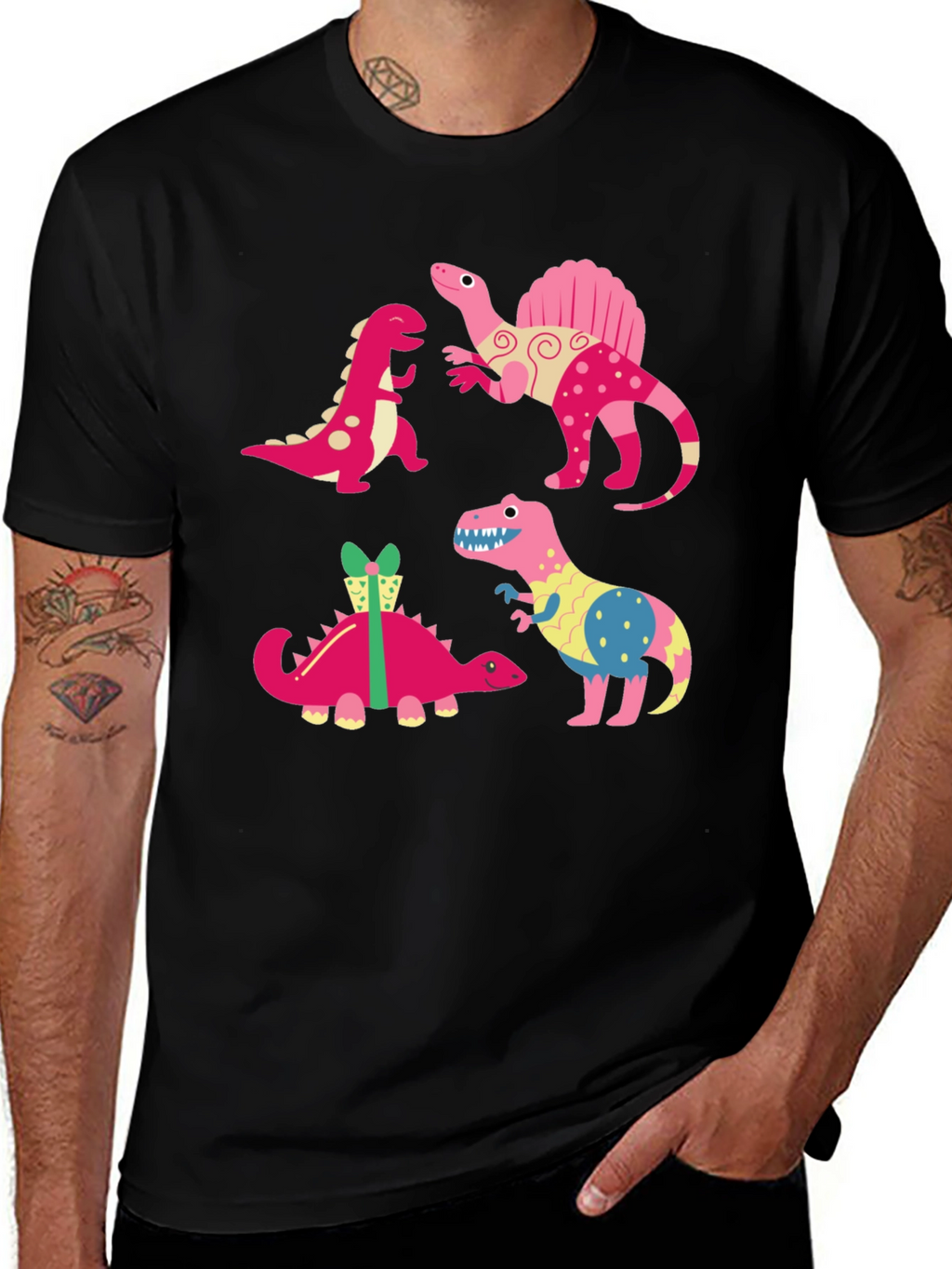 Dinosaur Print Black T-Shirt