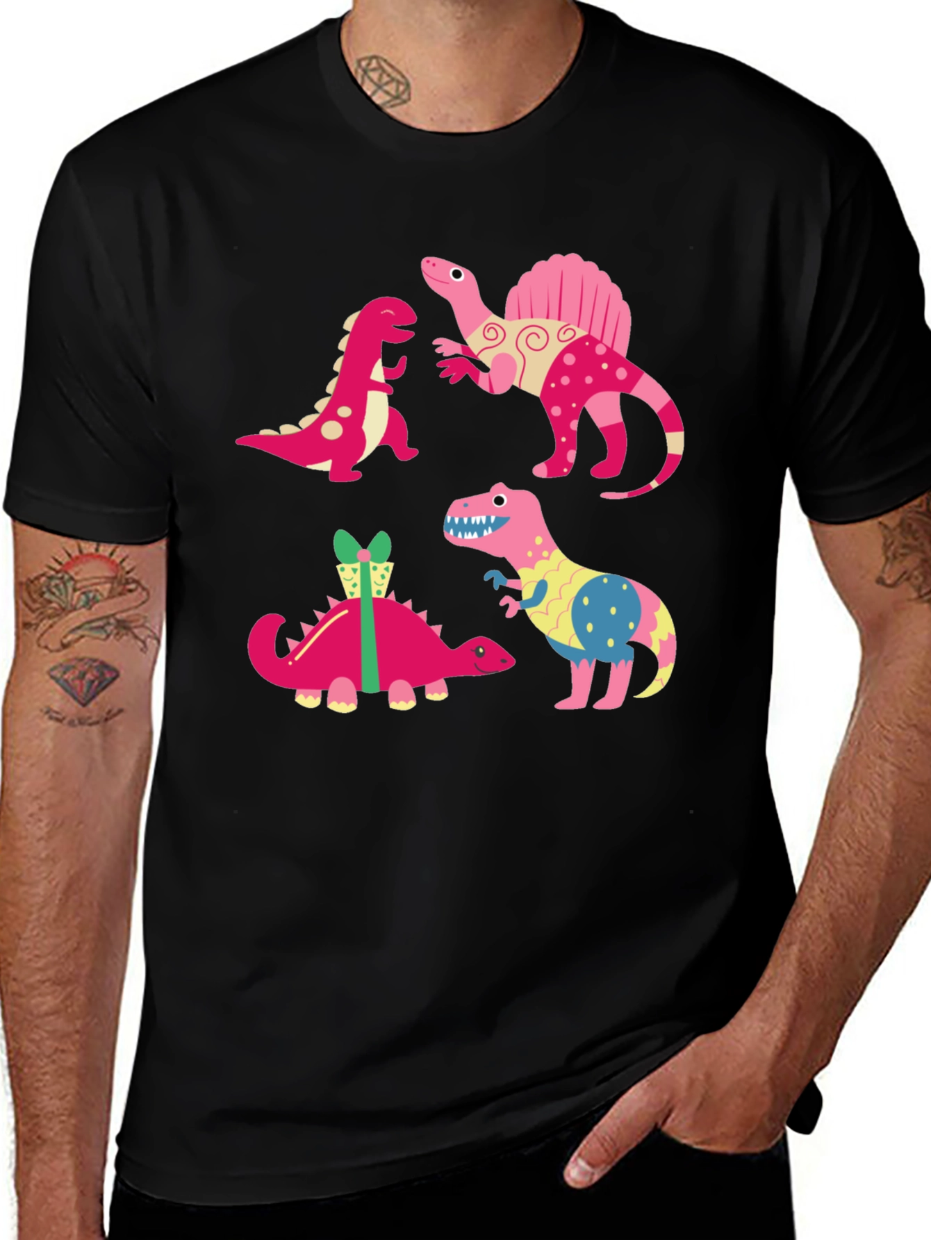 Dinosaur Print Black T-Shirt