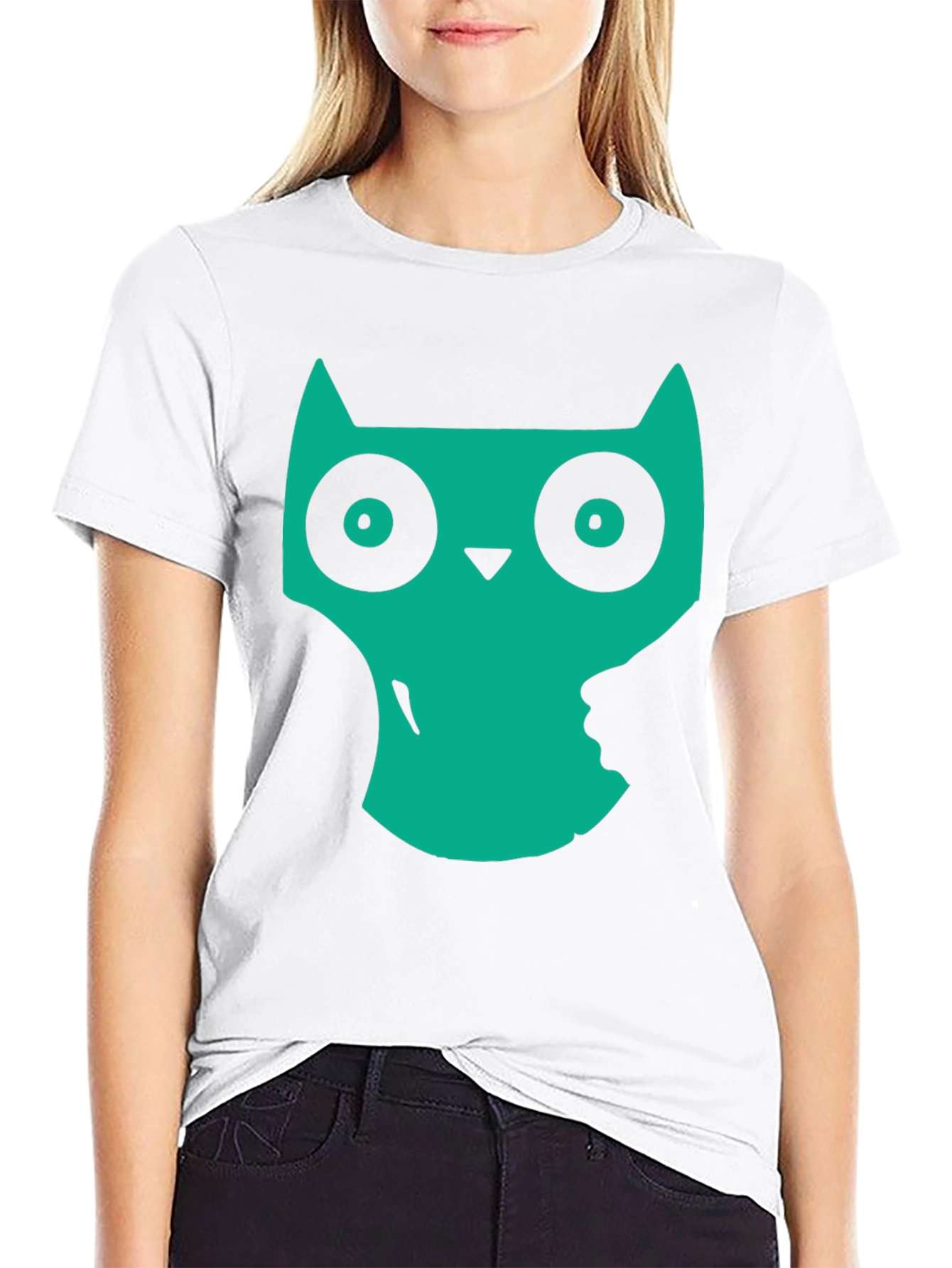 Cool Owl Graphic Print Black T-Shirt