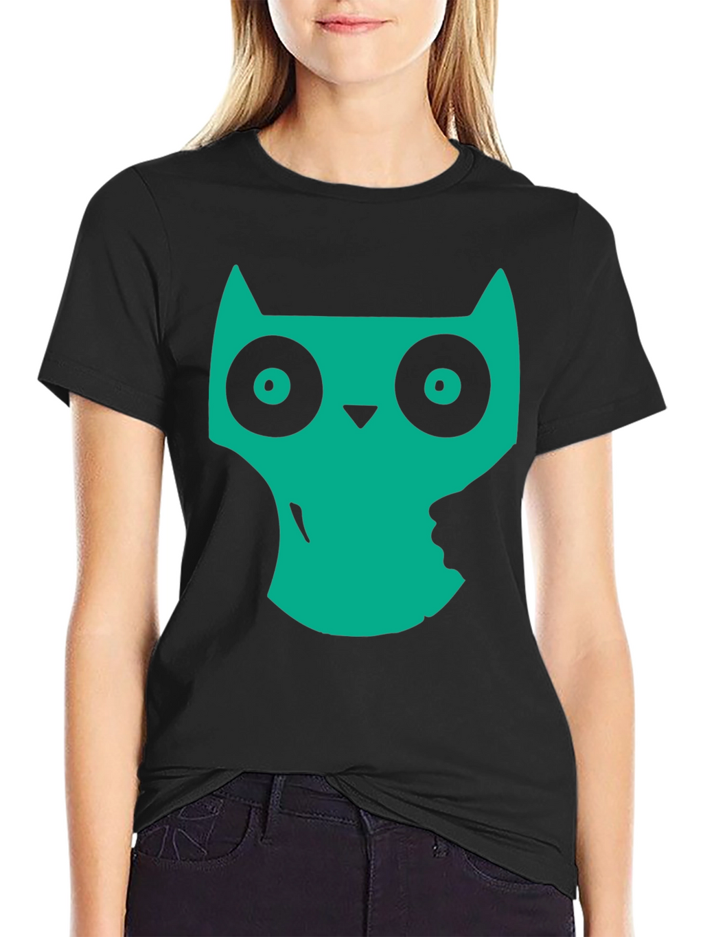 Cool Owl Graphic Print Black T-Shirt
