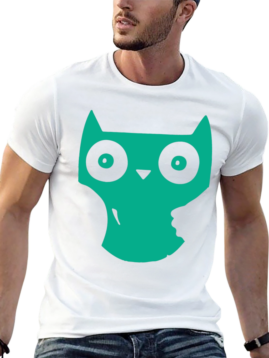Cool Owl Graphic Print Black T-Shirt