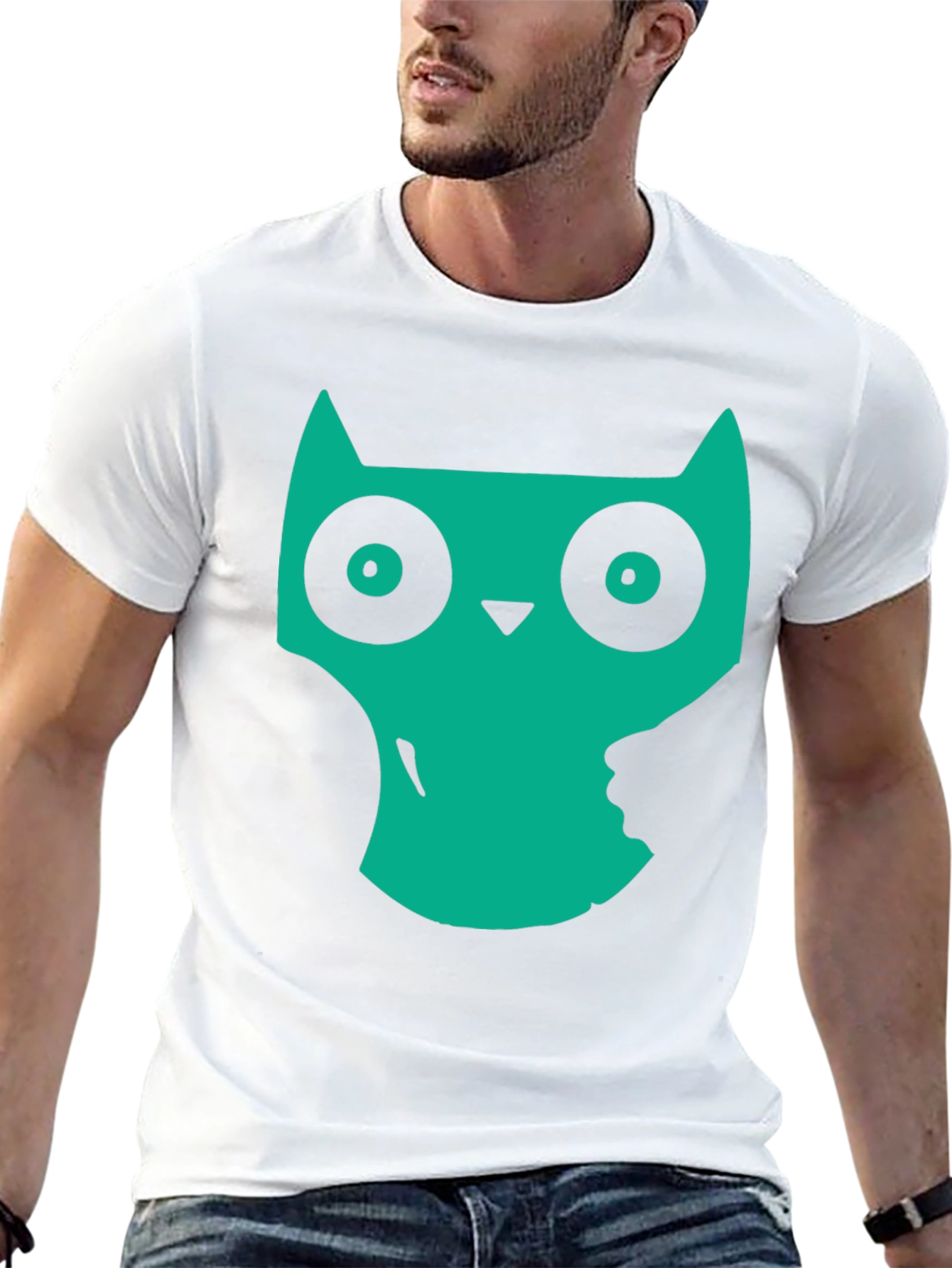 Cool Owl Graphic Print Black T-Shirt