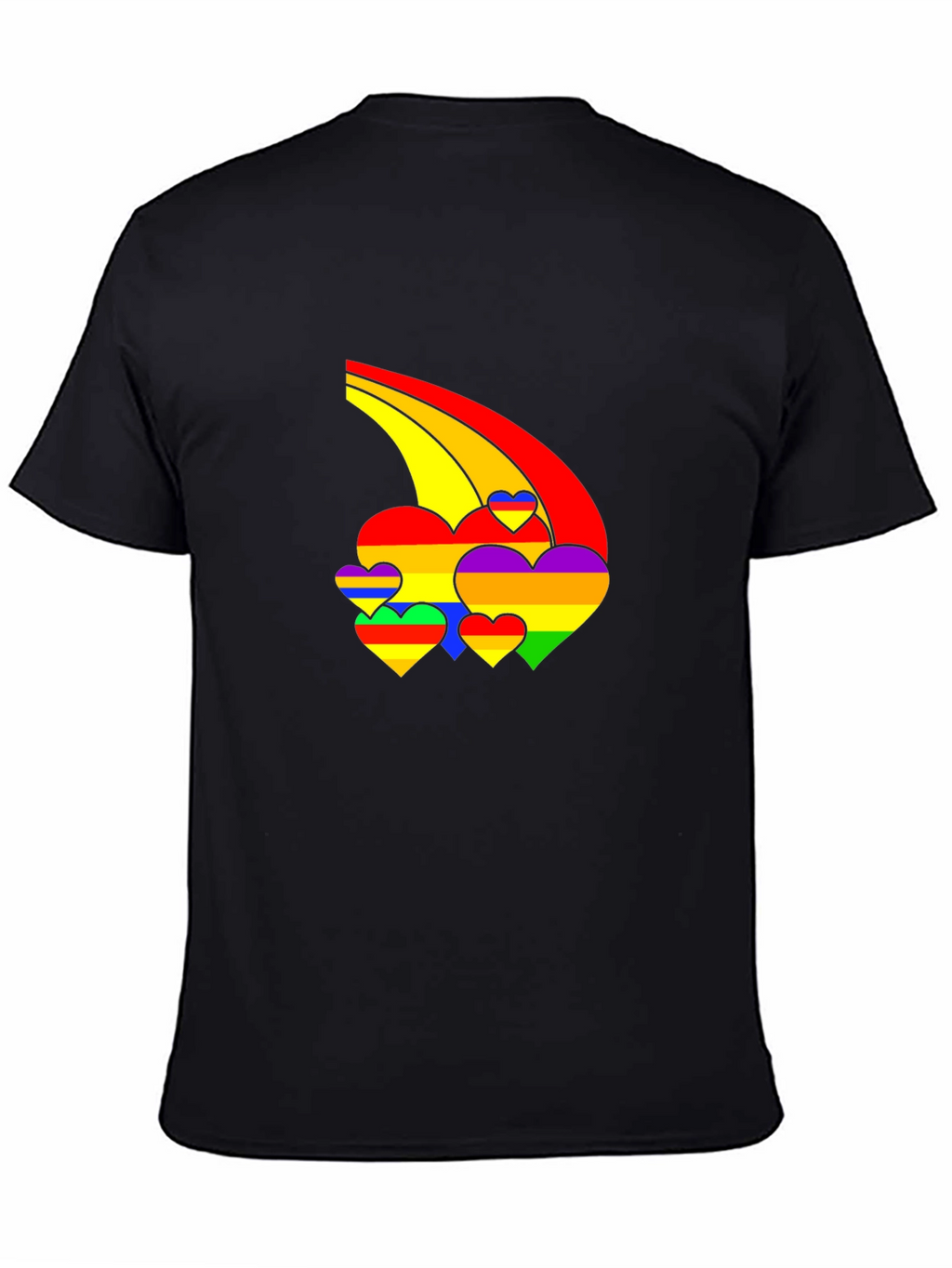 Rainbow Hearts Black T-Shirt - Pride Apparel