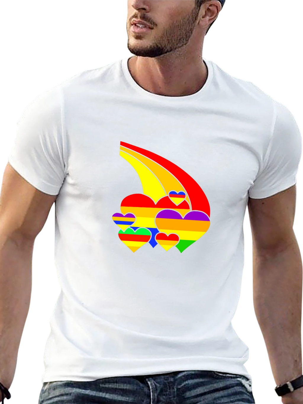 Rainbow Hearts Black T-Shirt - Pride Apparel