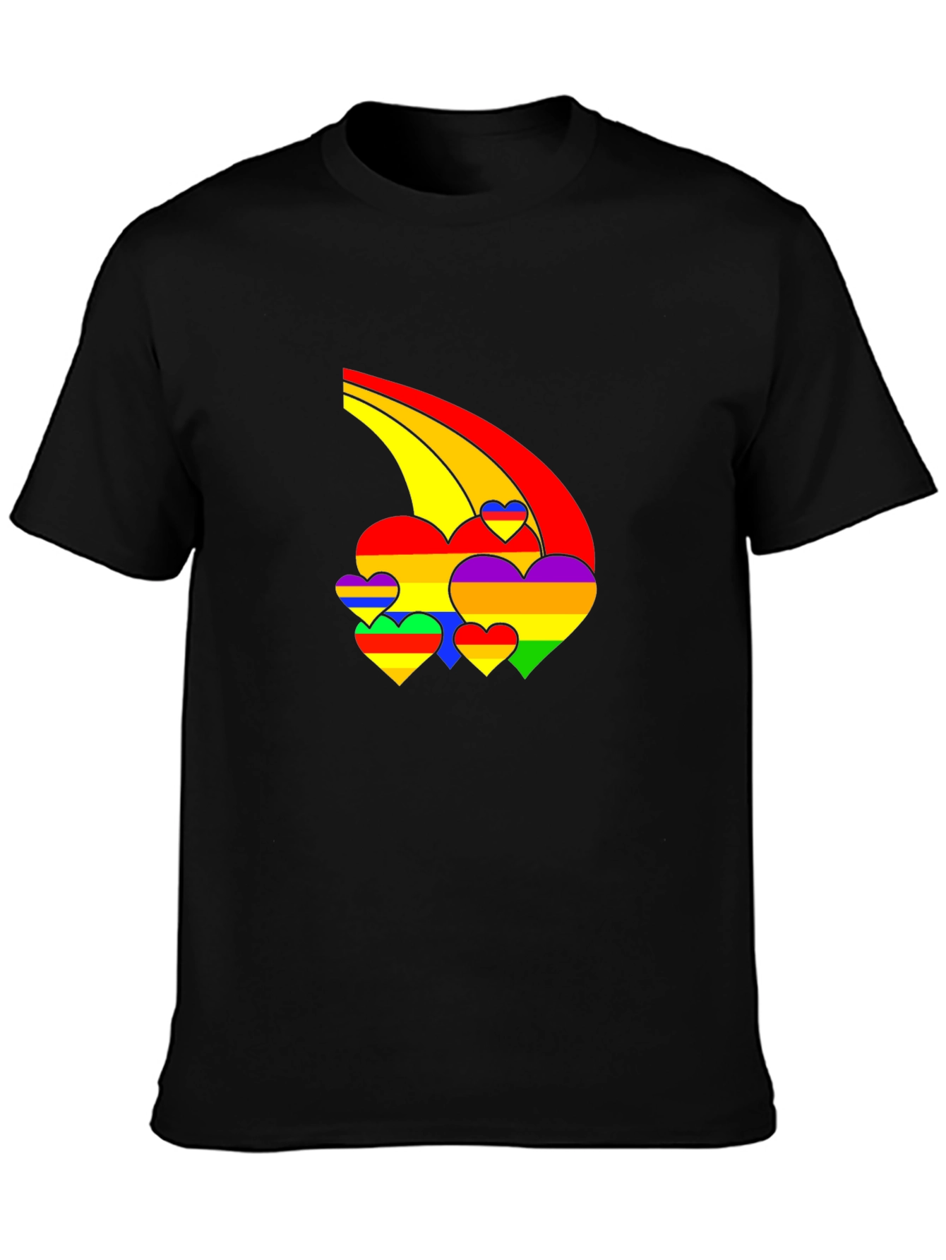 Rainbow Hearts Black T-Shirt - Pride Apparel