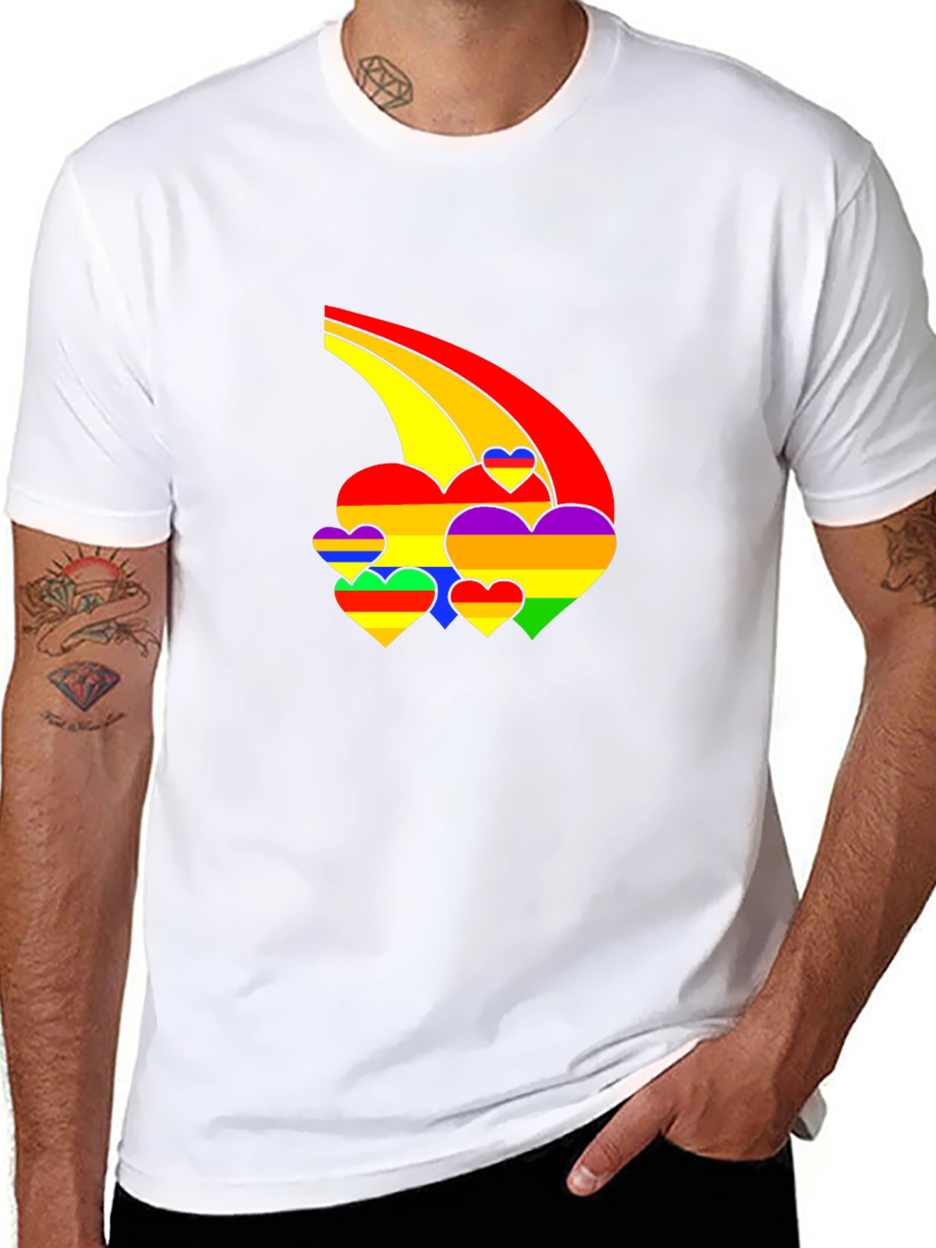Rainbow Hearts Black T-Shirt - Pride Apparel