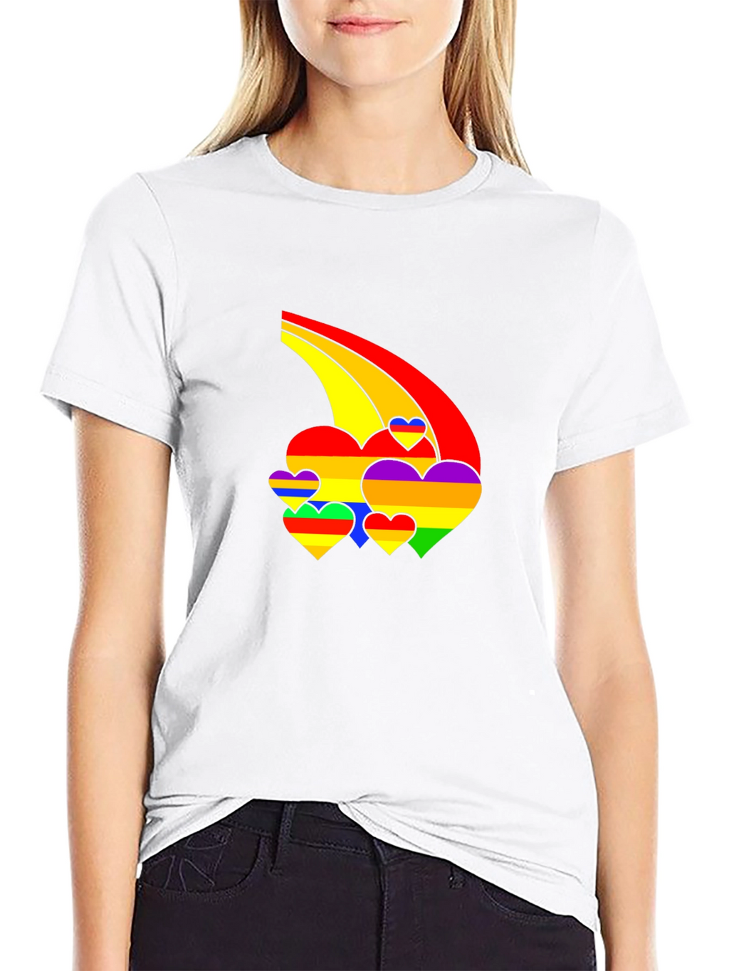 Rainbow Hearts Black T-Shirt - Pride Apparel